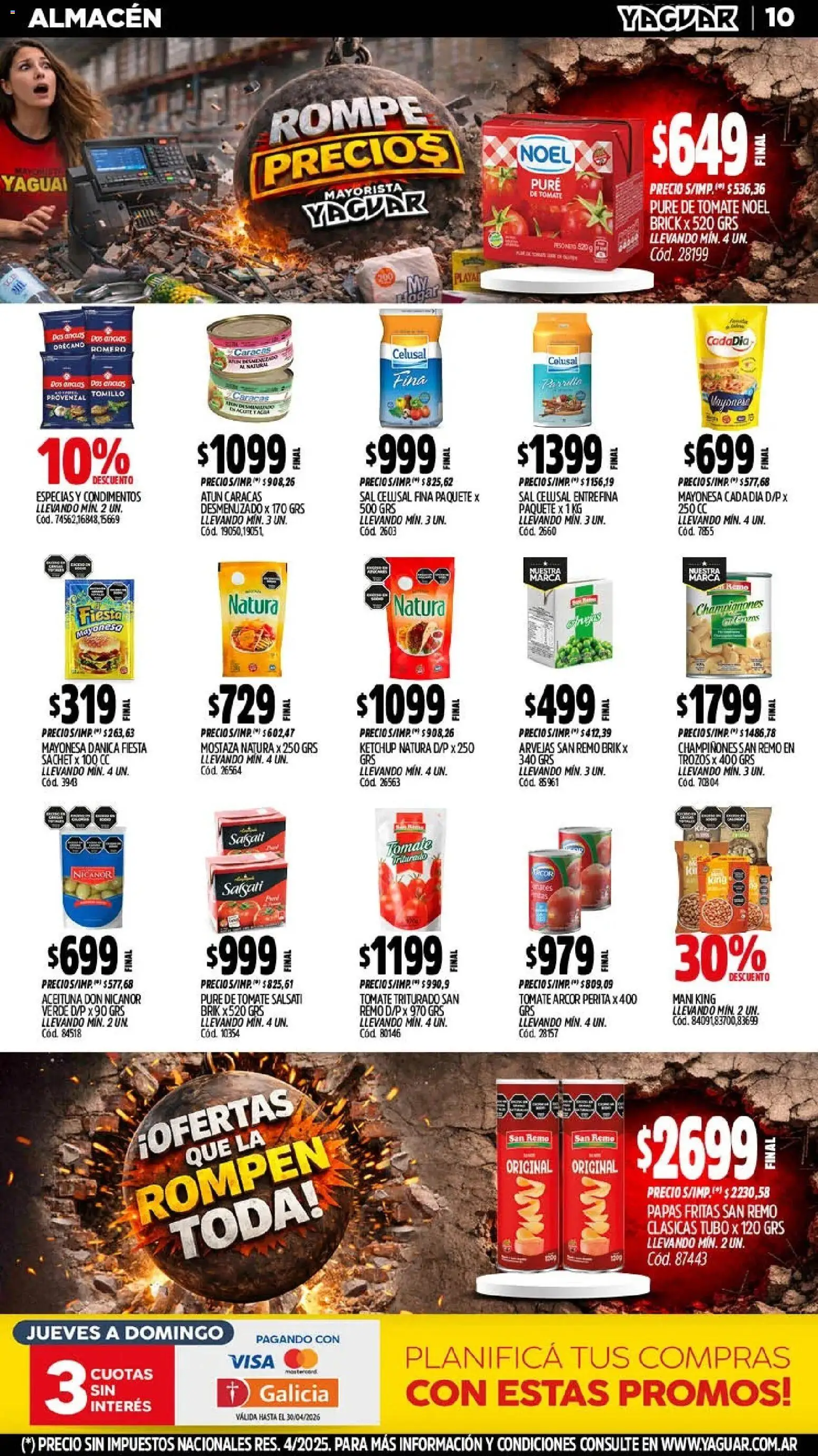 Yaguar - Oferta Semanal Chaco │ válido desde el 20.04.2026 | Página: 10 | Productos: Ketchup, Sal, Tomate, Pure de Tomate