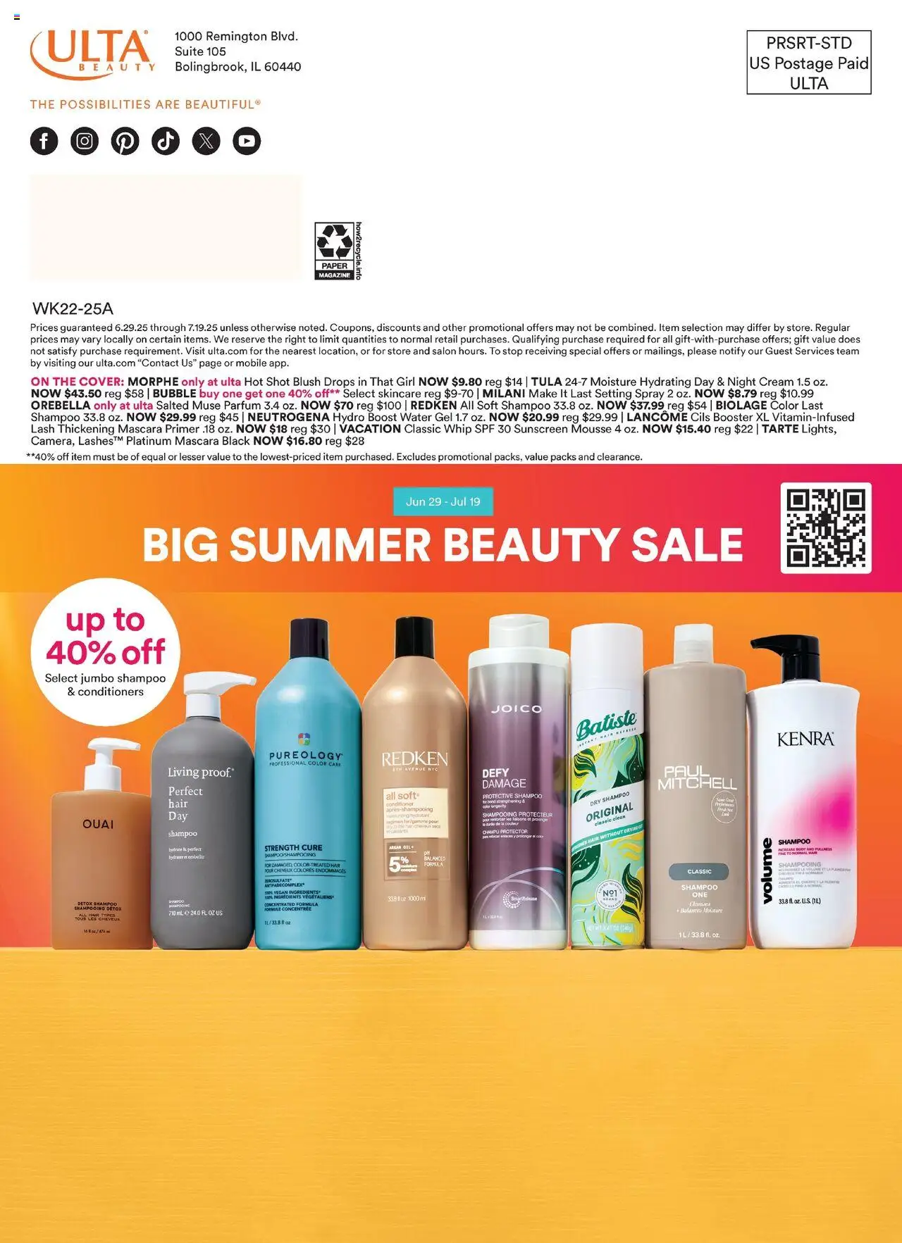 Ulta Beauty Weekly Ad - valid from 29.06.2025 | Page: 44 | Products: Shampoo, Night Cream, Sunscreen, Water