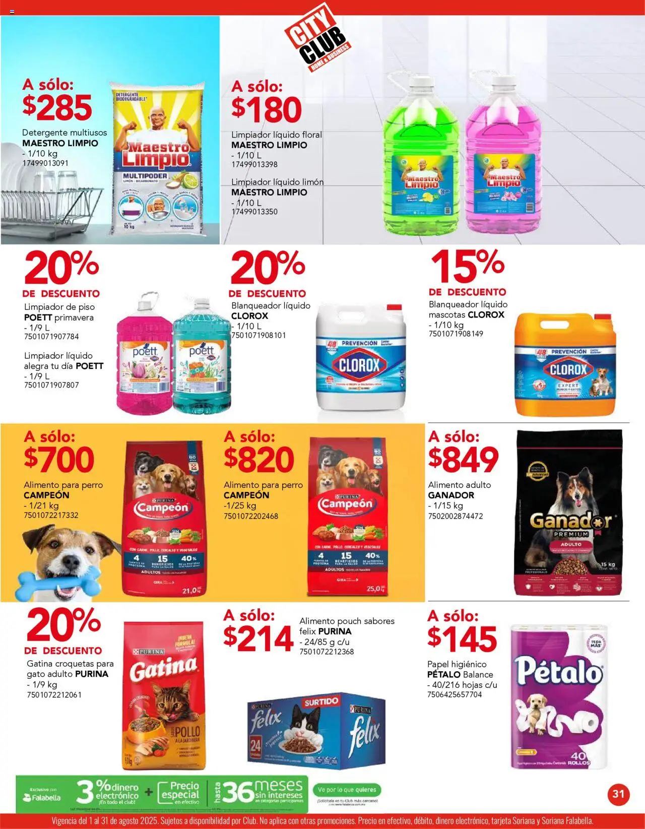 Nuevas ofertas de City Club válidas en toda la República Mexicana desde el 01.08.2025. ¡Encuentra las mejores ofertas en City Club - Catálogo! | Página: 31 | Productos: Detergente, Sal, Limón, Limpiador