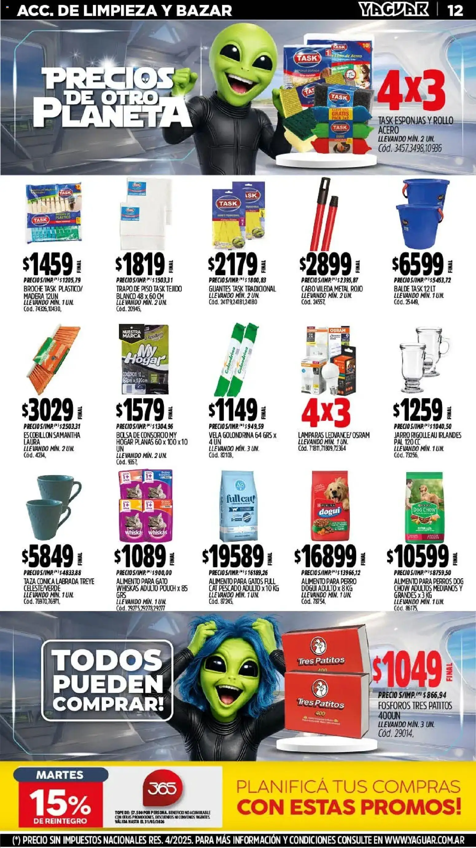 Yaguar - Oferta Semanal Misiones │ válido desde el 02.03.2026 | Página: 12 | Productos: Fósforos, Vela, Bolsa, Pescado