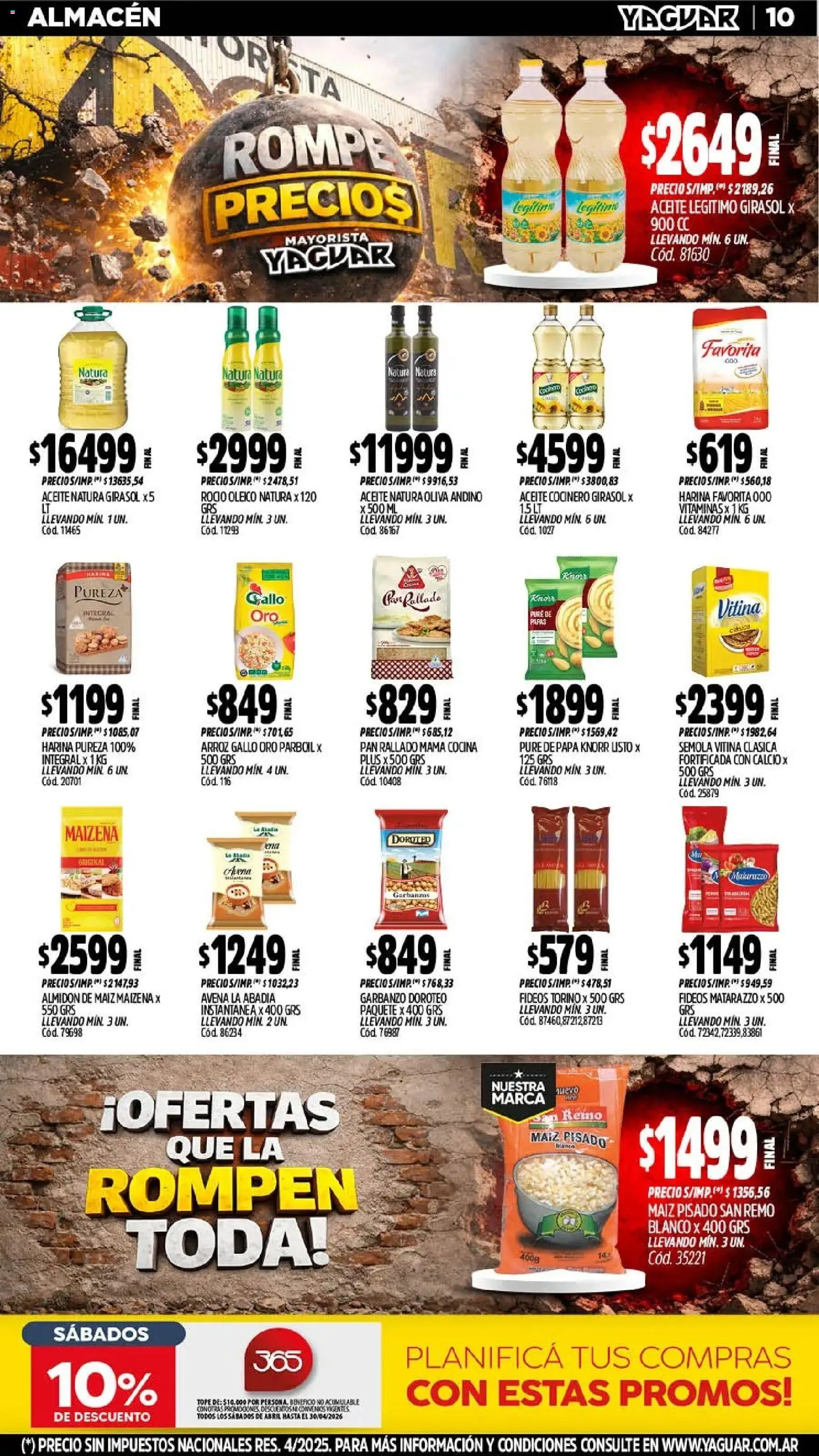Yaguar - Oferta Semanal Trelew │ válido desde el 20.04.2026 | Página: 11 | Productos: Harina, Aceite, Oliva, Pan
