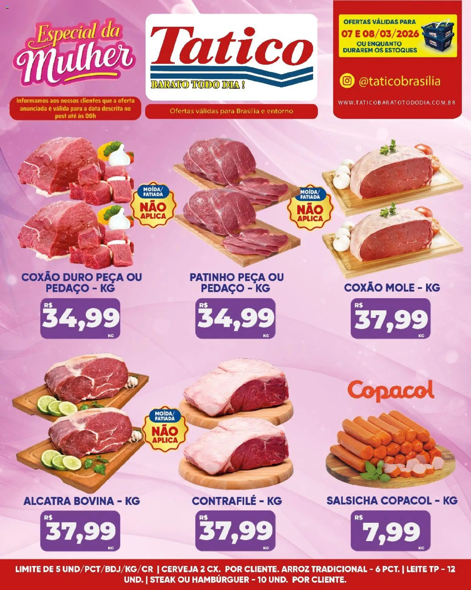 Tatico Folheto - válido de 07.03.2026 | Página: 13 | Produtos: Alcatra, Leite, Cerveja, Arroz