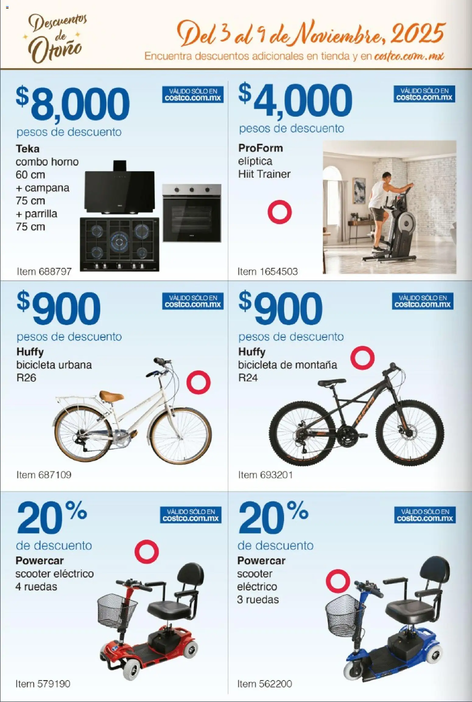 Nuevas ofertas de Costco válidas en toda la República Mexicana desde el 03.11.2025. ¡Encuentra las mejores ofertas en Costco catálogo Descuentos de Otoño! | Página: 22 | Productos: Horno, Parrilla, Scooter, Campana