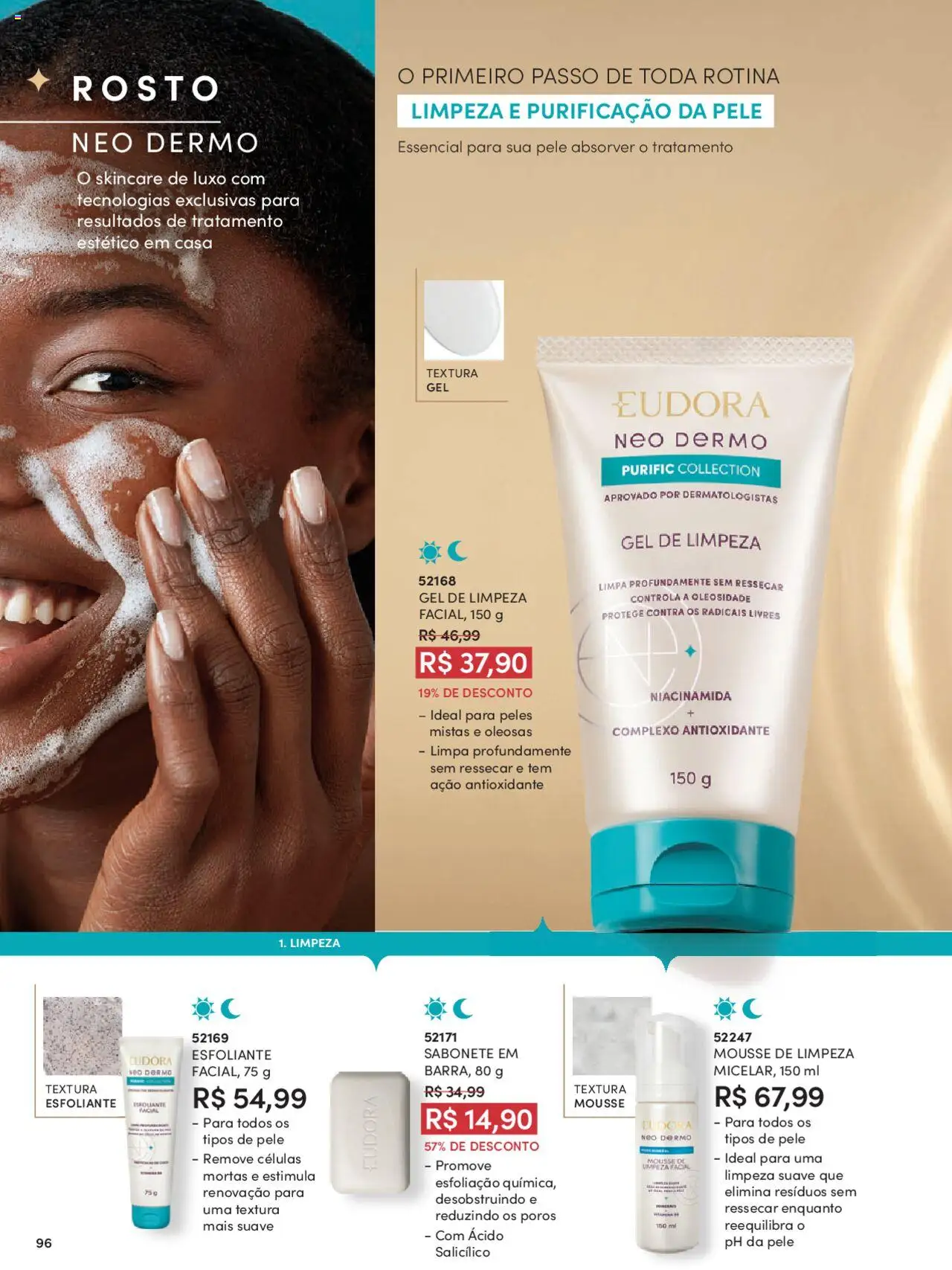 Eudora Folheto - válido de 07.10.2025 | Página: 96 | Produtos: Mousse, Gel de limpeza, Sabonete