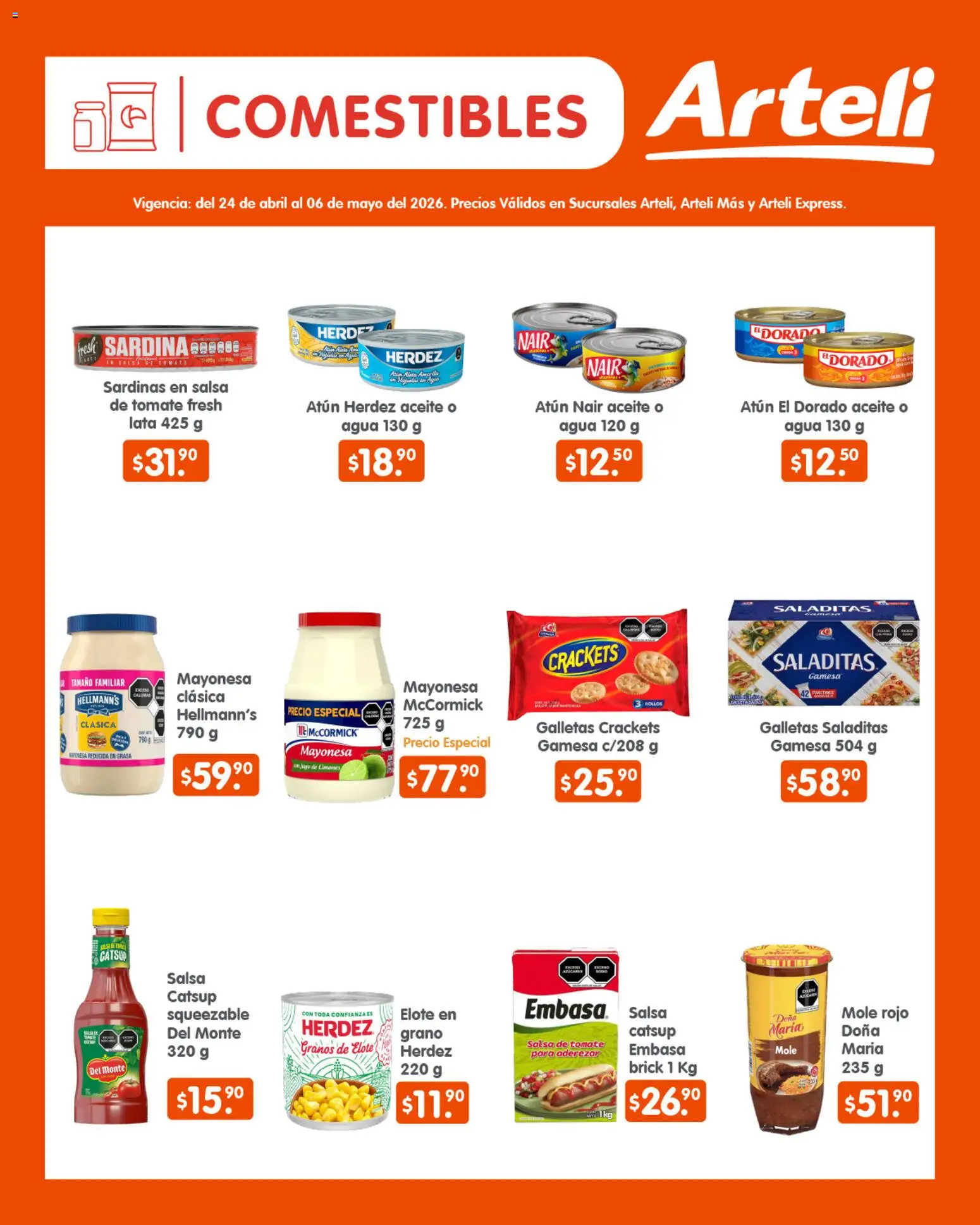 Nuevas ofertas de Arteli válidas en toda la República Mexicana desde el 24.04.2026. ¡Encuentra las mejores ofertas en Arteli folleto Quincenal! | Página: 5 | Productos: Atún, Agua, Jugo, Salsa de tomate