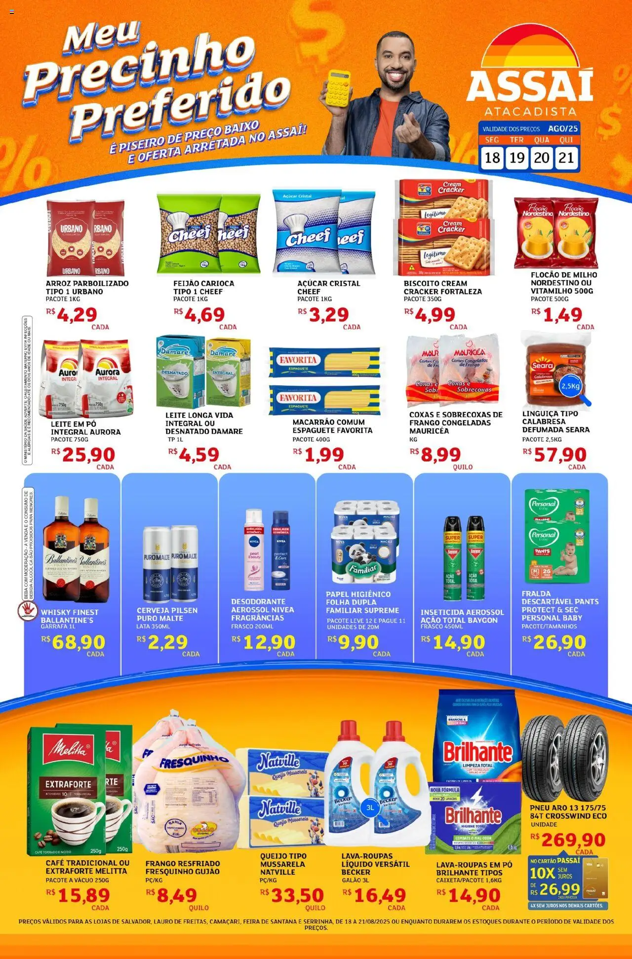 Assaí Atacadista Folheto - válido de 18.08.2025 | Página: 1 | Produtos: Pneu, Pó, Queijo, Café