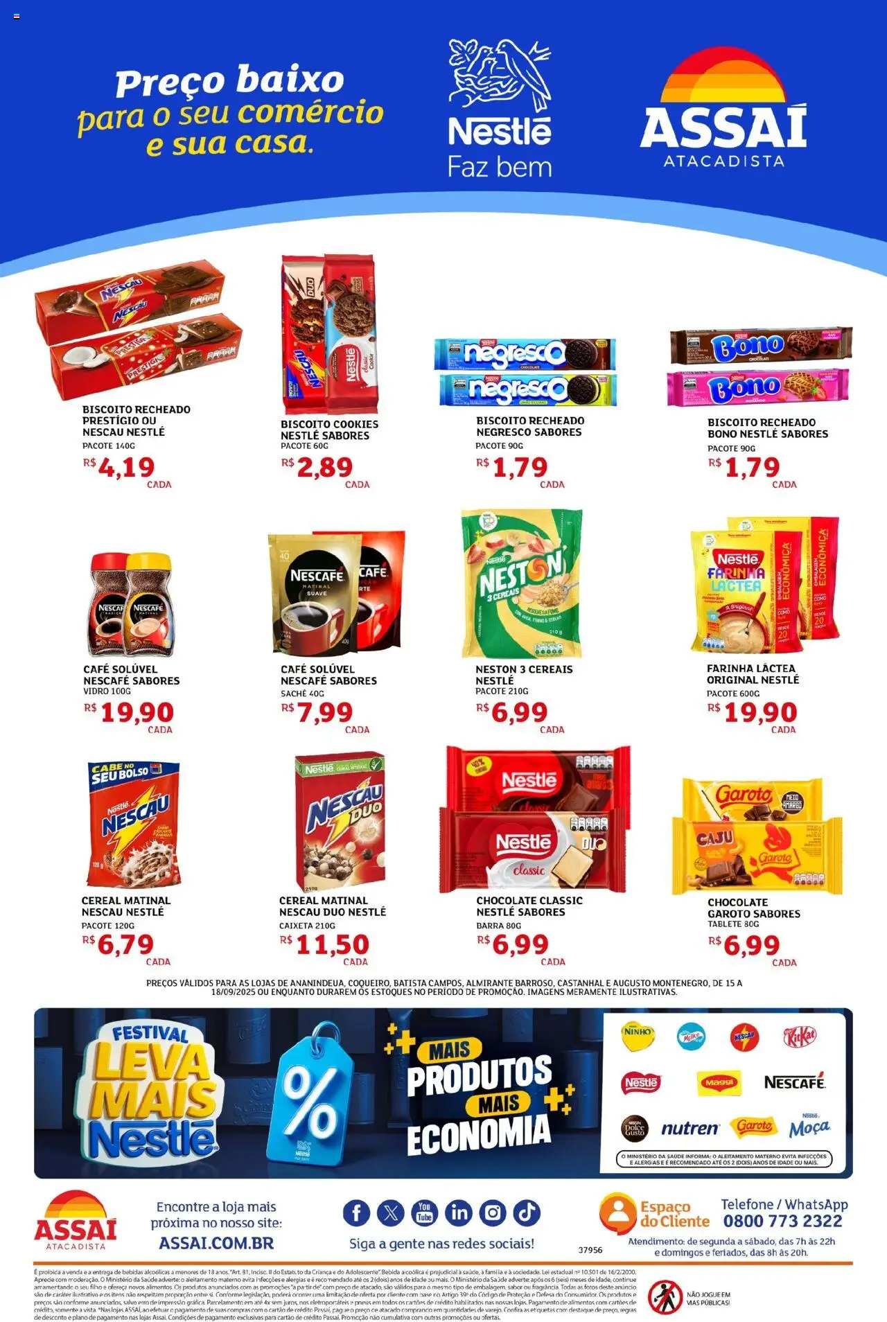 Assaí Atacadista Folheto - válido de 15.09.2025 | Página: 4 | Produtos: Chocolate, Baixo, Bebida, Café solúvel