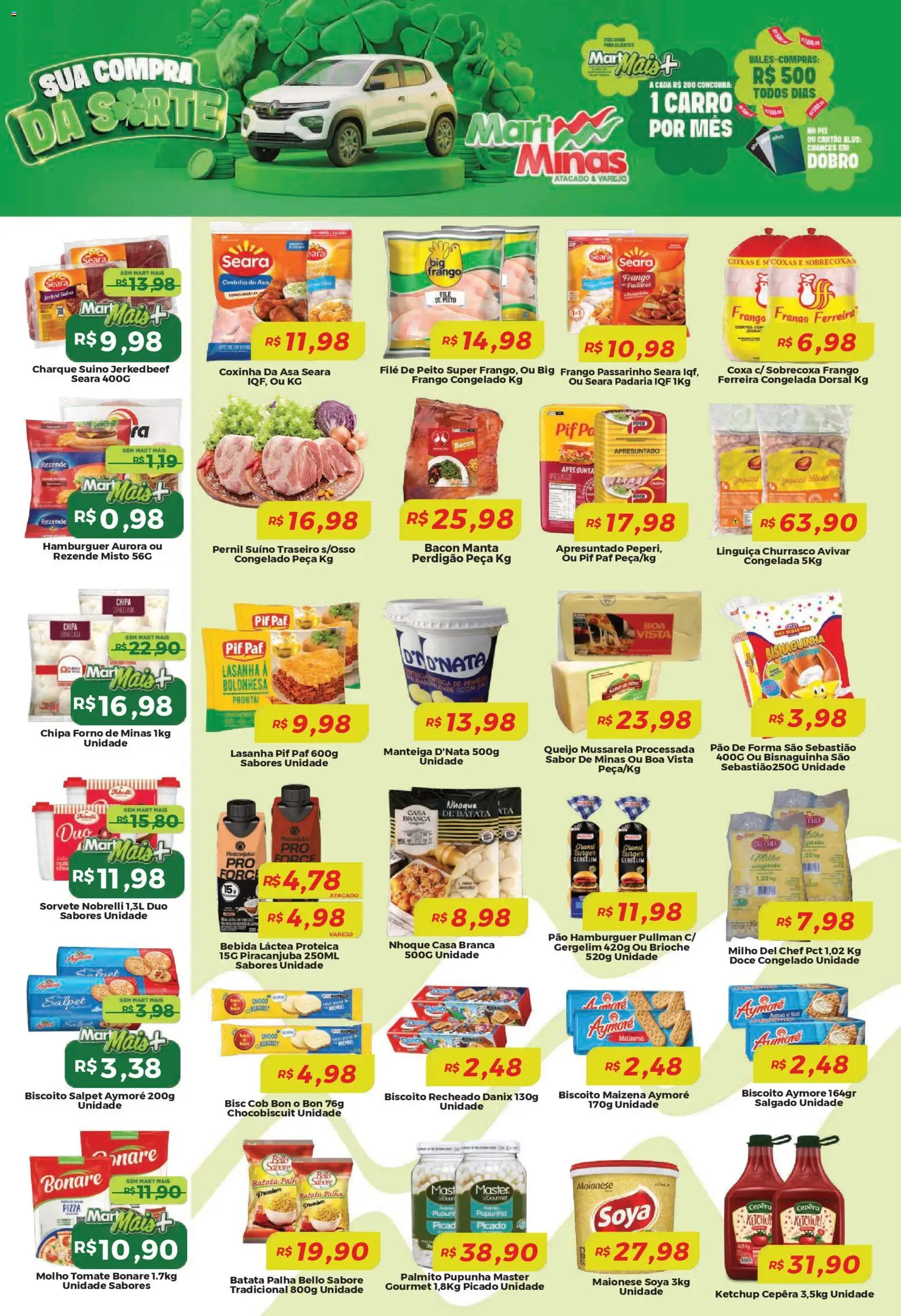 Mart Minas Folheto - válido de 12.03.2026 | Página: 2 | Produtos: Pupunha, Biscoito, Pão de forma, Bebida