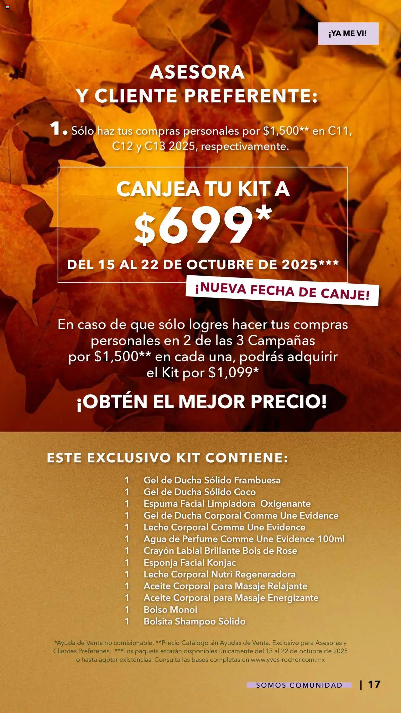 Nuevas ofertas de Yves Rocher válidas en toda la República Mexicana desde el 07.10.2025. ¡Encuentra las mejores ofertas en Yves Rocher - Catálogo Somos Comunidad! | Página: 17 | Productos: Bolso, Agua, Leche, Espuma
