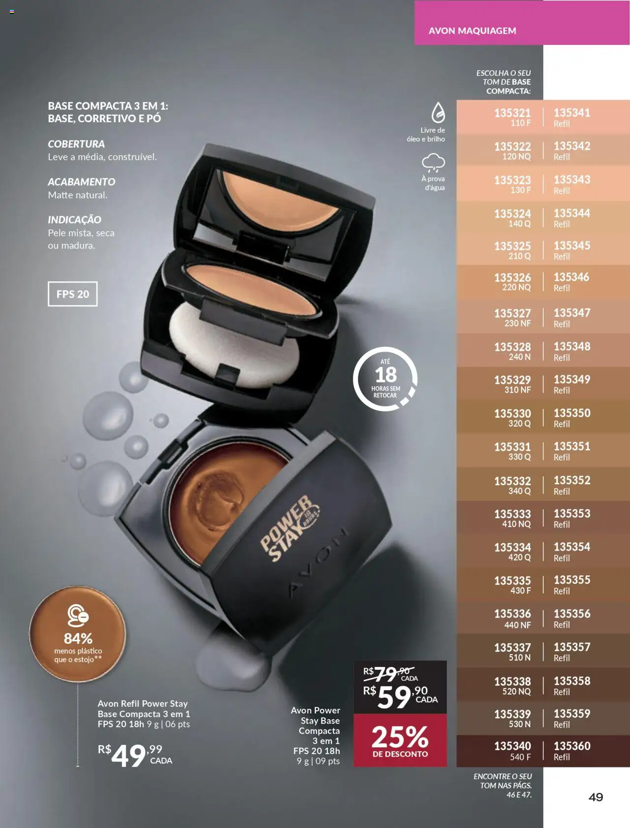 Avon Folheto - válido de 08.07.2025 | Página: 49 | Produtos: Corretivo, Pó, Óleo, Base