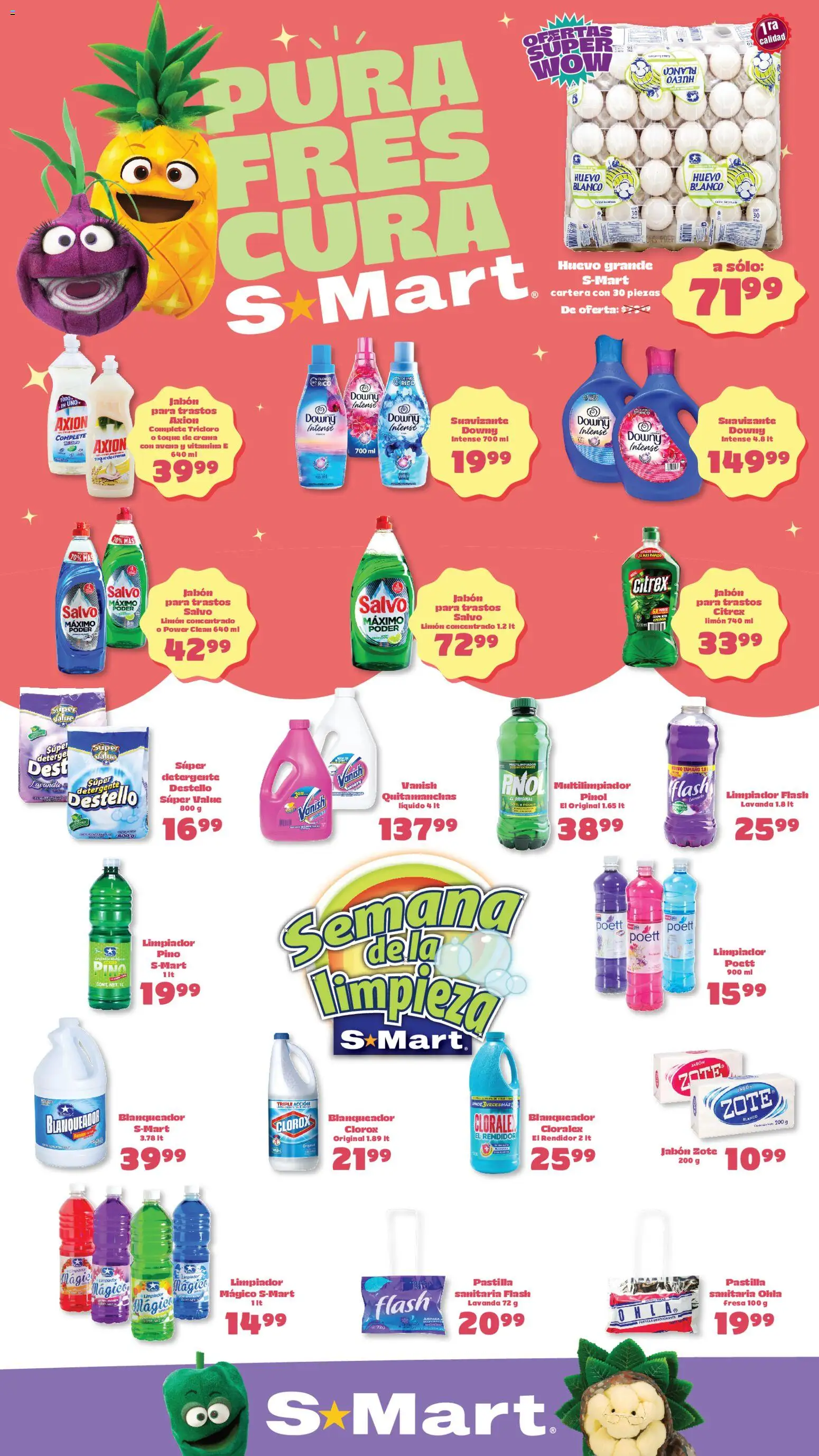 Nuevas ofertas de S-Mart válidas en toda la República Mexicana desde el 28.04.2026. ¡Encuentra las mejores ofertas en S-Mart folleto Ofertas de feria Monterrey! | Página: 1 | Productos: Detergente, Suavizante, Desinfectante, Jabón