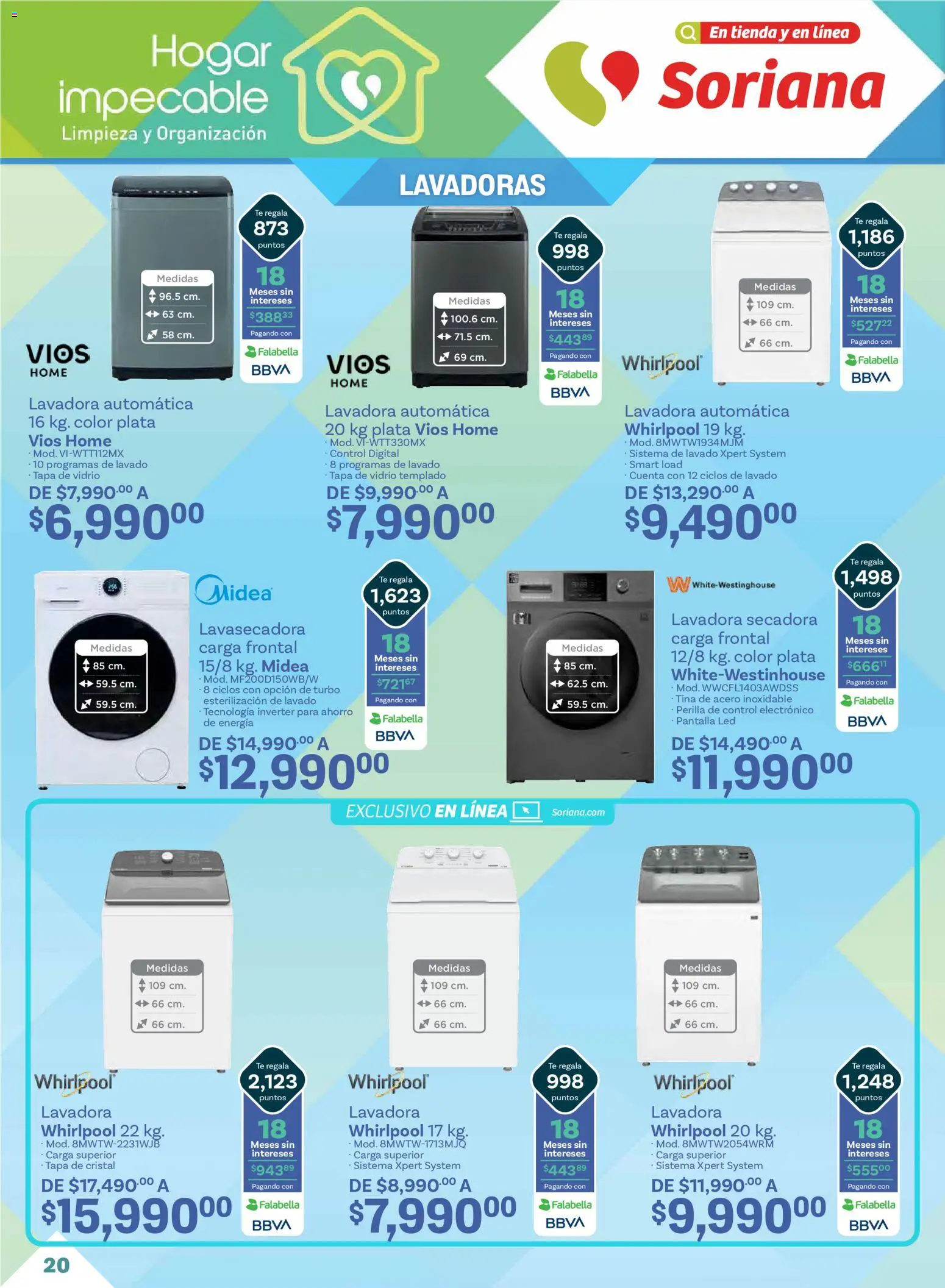 Nuevas ofertas de Soriana válidas en toda la República Mexicana desde el 02.01.2026. ¡Encuentra las mejores ofertas en Soriana - Hogar impecable Híper Nacional! | Página: 20 | Productos: Secadora, Lavadora, Té