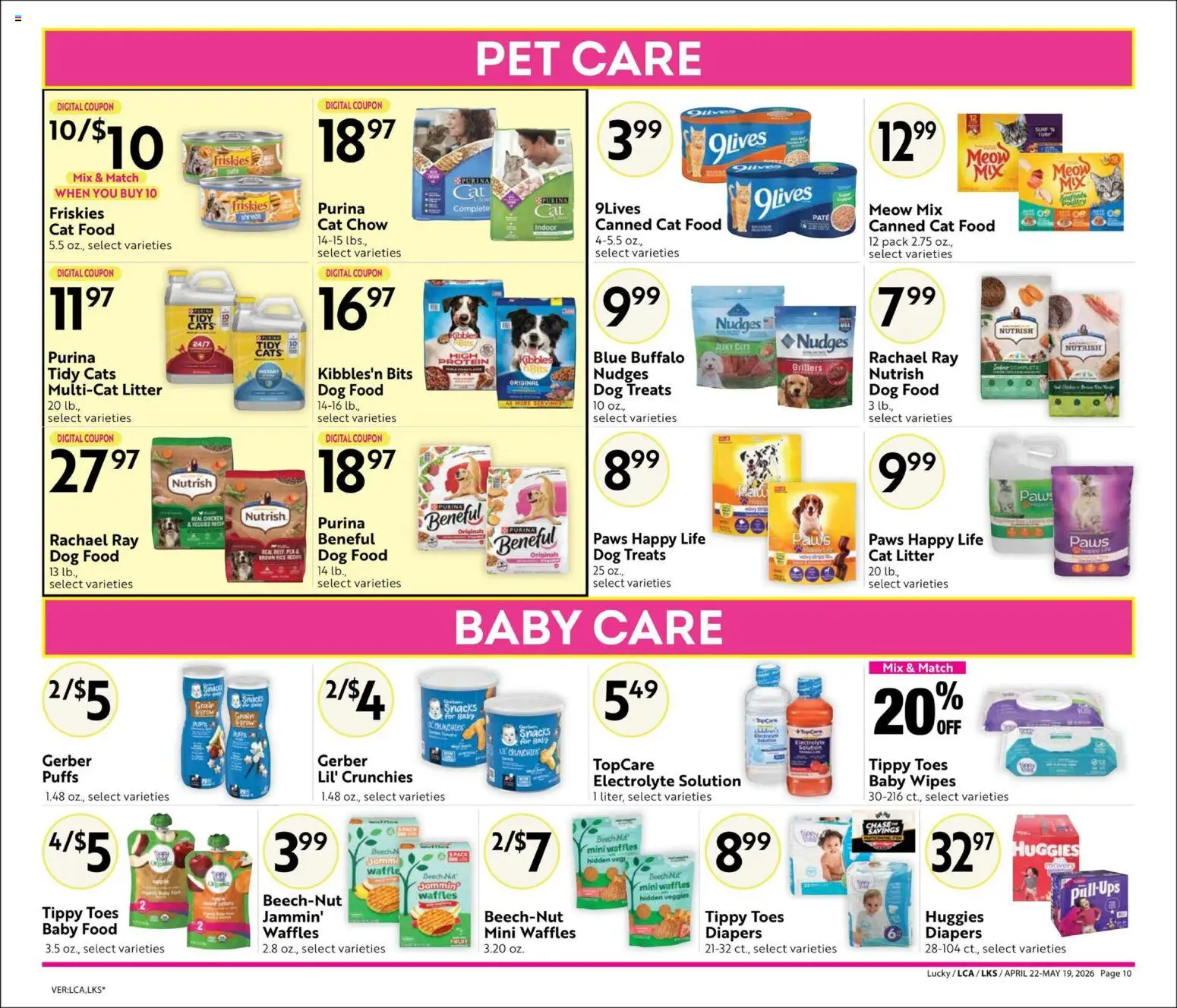 Lucky Supermarkets Big Book of Savings - valid from 22.04.2026 | Page: 10 | Products: Dog Treats, Cat Food, Cat Litter, Baby food