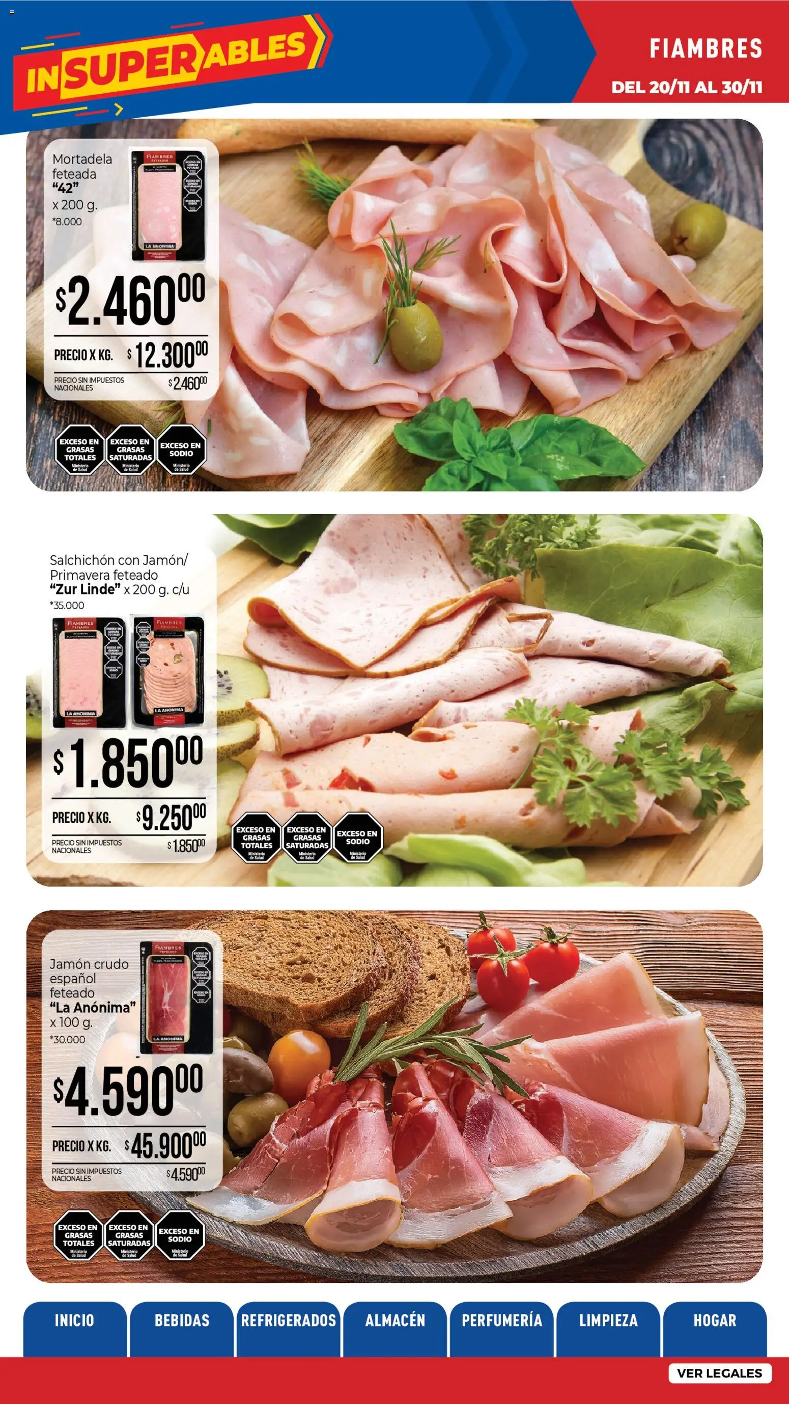 La Anonima catálogo │ válido desde el 20.11.2025 | Página: 4 | Productos: Jamón crudo, Mortadela, Jamón