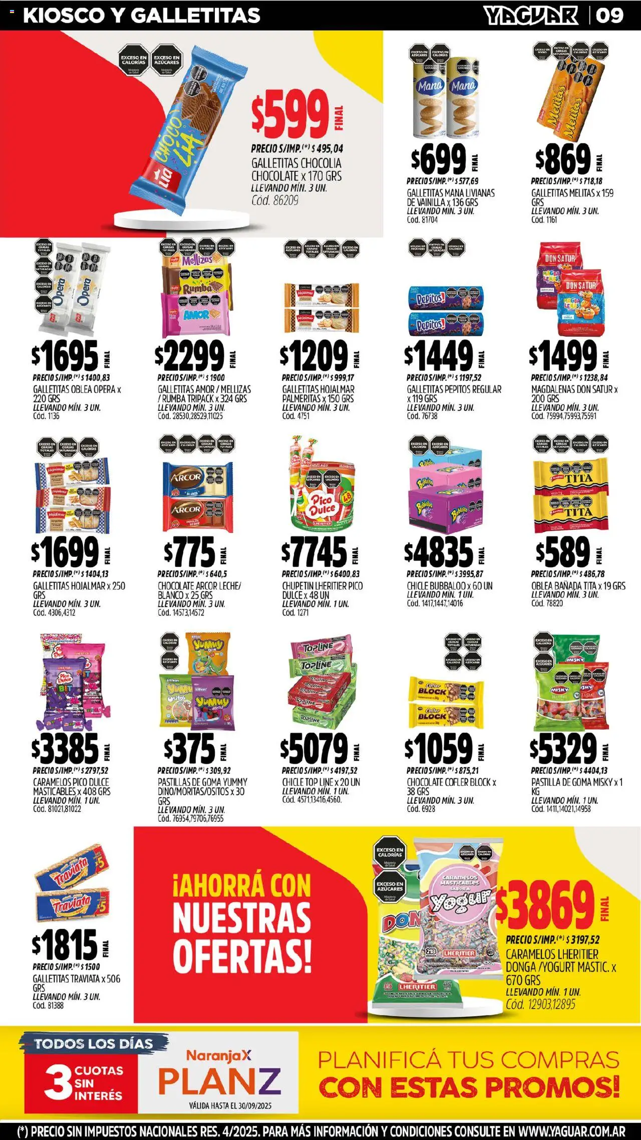 Yaguar - San Juan │ válido desde el 01.09.2025 | Página: 10 | Productos: Pico, Top, Galletitas, Yogur
