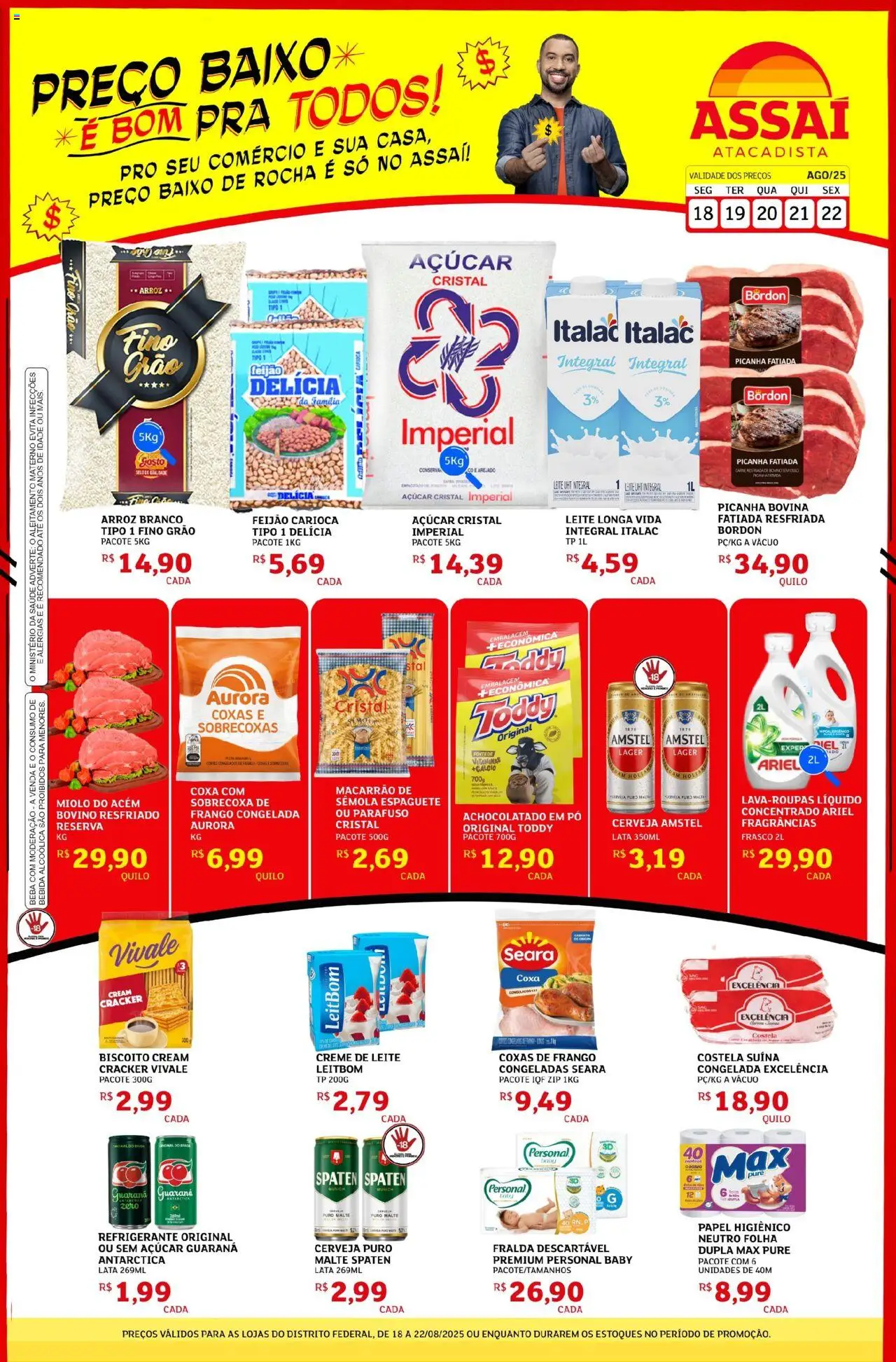 Assaí Atacadista Folheto - válido de 18.08.2025 | Página: 1 | Produtos: Acém, Arroz, Creme, Refrigerante