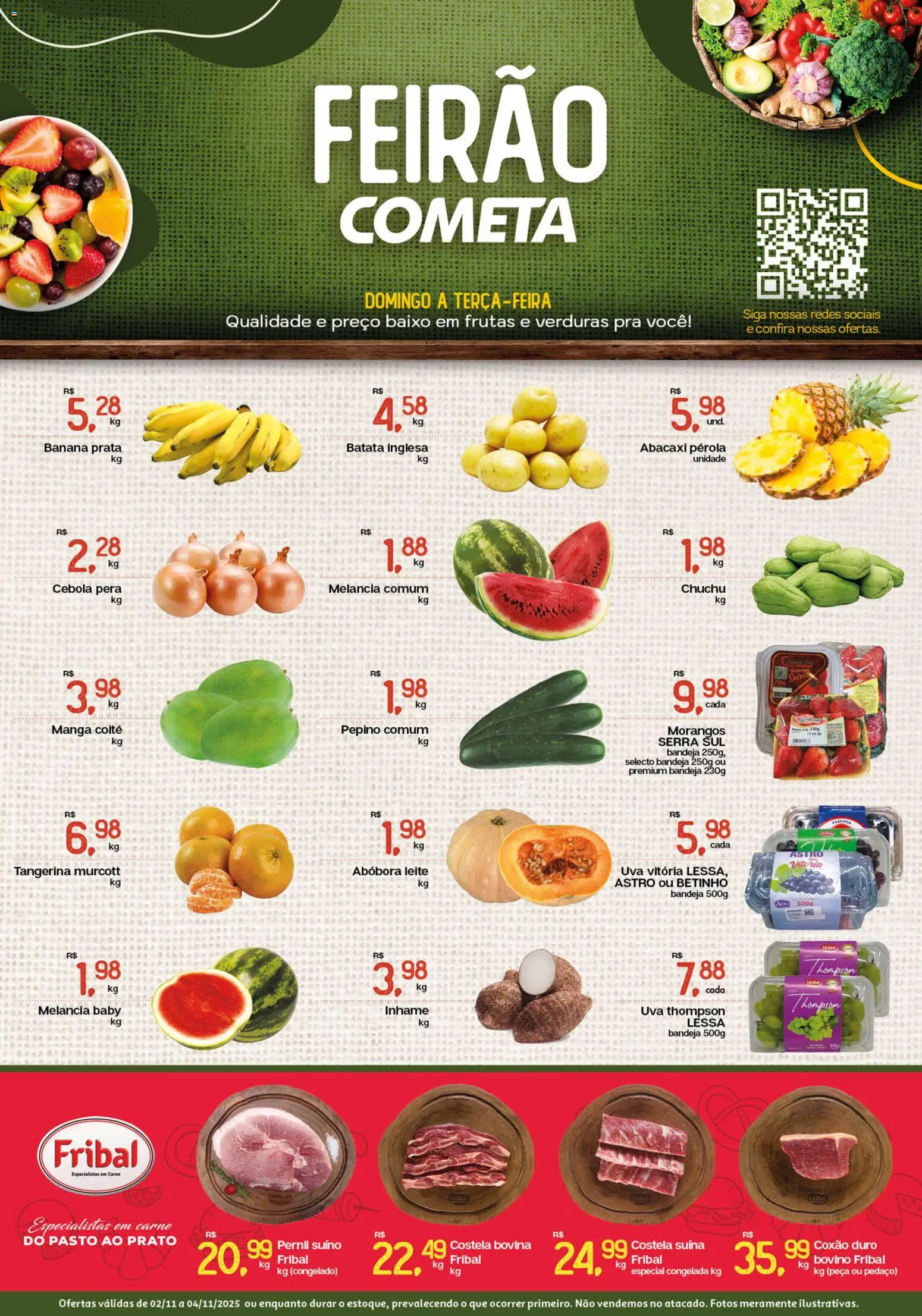 Cometa Supermercados Folheto - válido de 02.11.2025 | Página: 1 | Produtos: Melancia, Pera, Chuchu, Abóbora