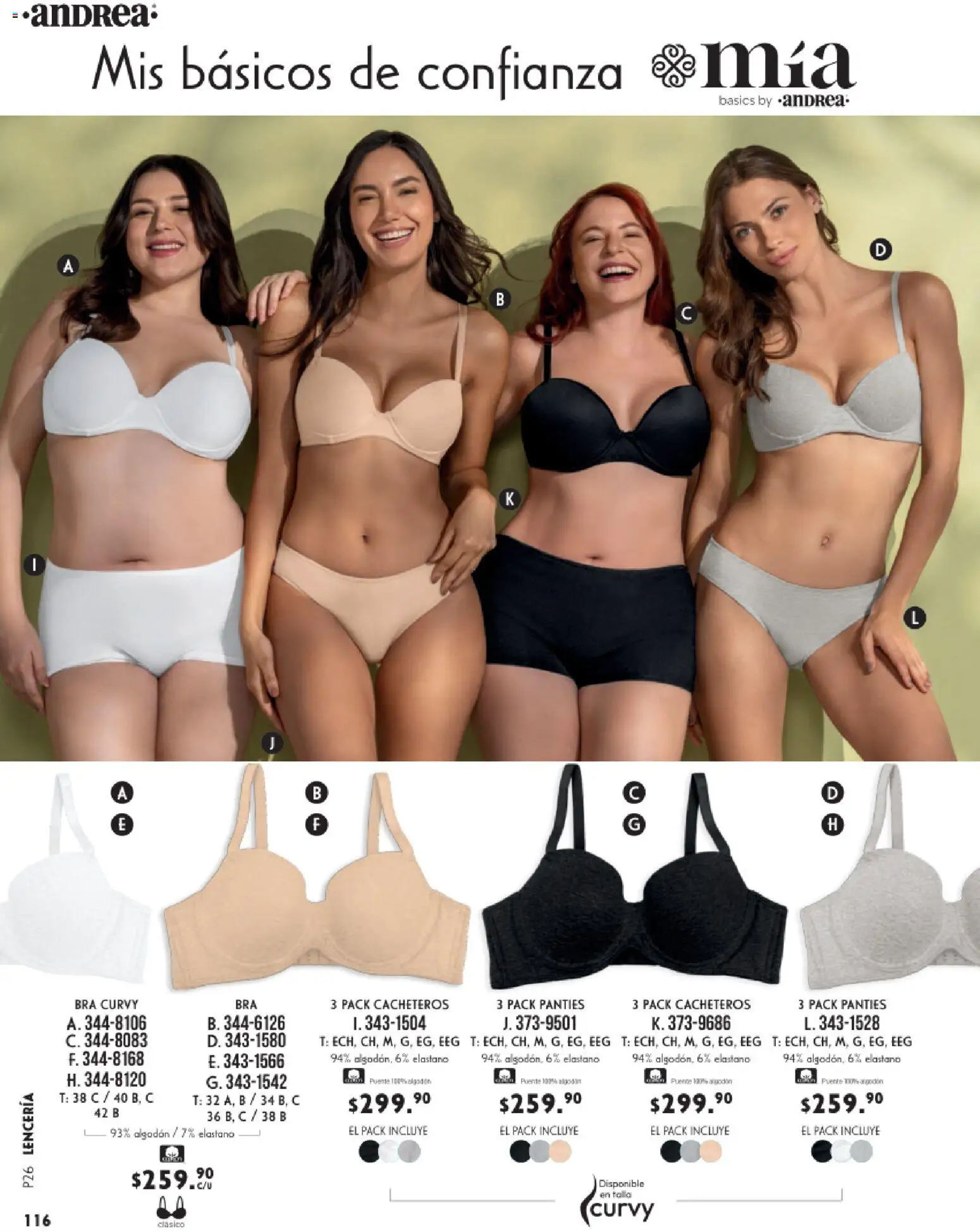 Nuevas ofertas de Andrea válidas en toda la República Mexicana desde el 25.01.2026. ¡Encuentra las mejores ofertas en Andrea catálogo Lencería & vestir interior! | Página: 12 | Productos: Algodón, Lenceria