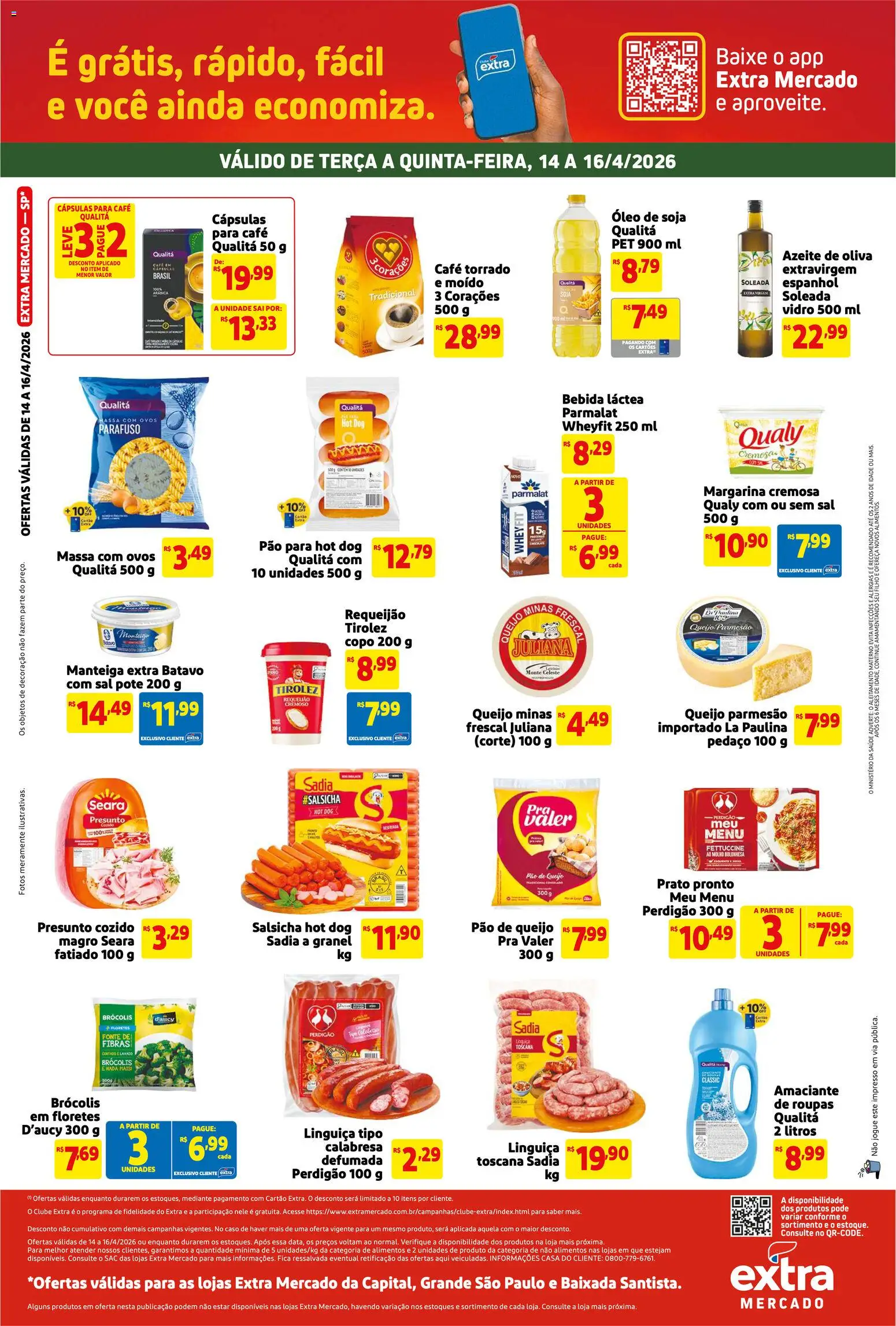 Extra Folheto - válido de 14.04.2026 | Página: 2 | Produtos: Salsicha, Ovos, Pão, Pão de queijo