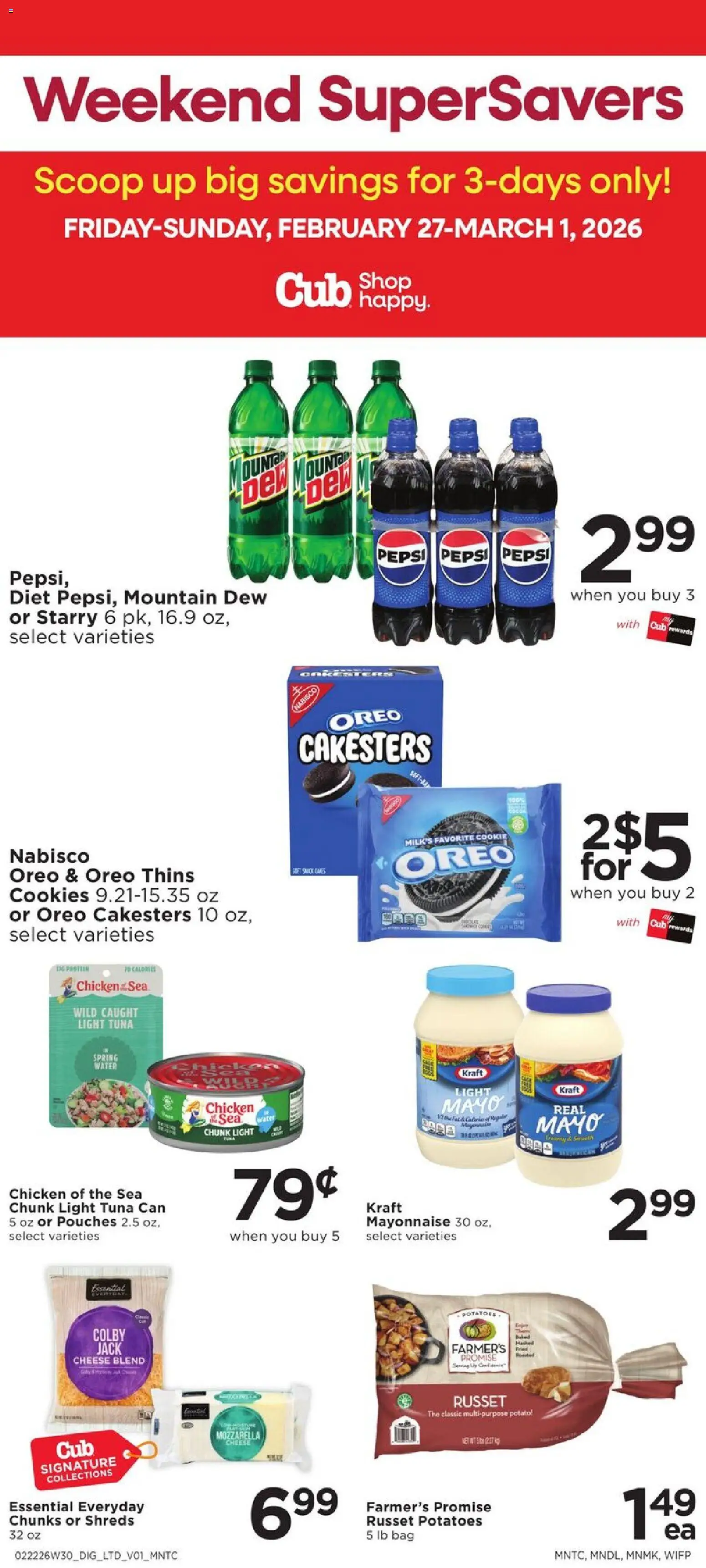 Cub Foods Weekly Ad - valid from 22.02.2026 | Page: 7 | Products: Cookies, Potatoes, Water, Bag
