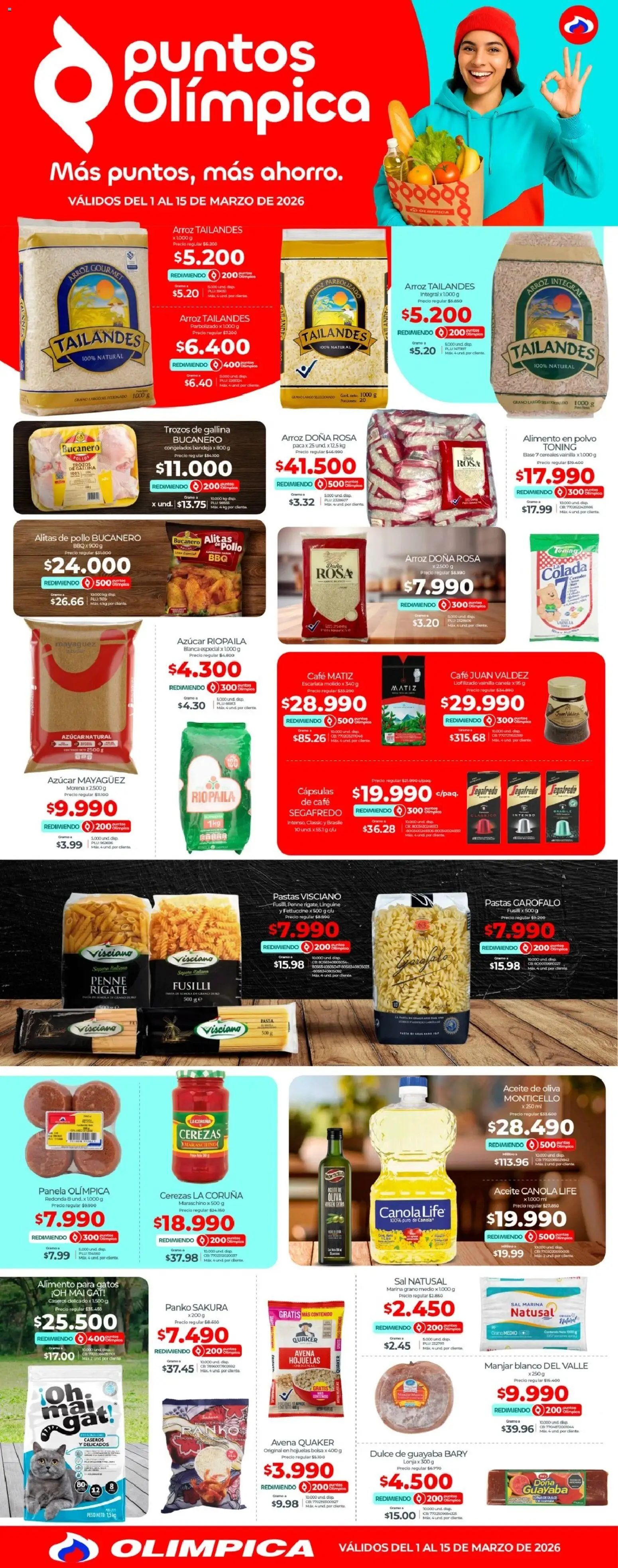 Olímpica revista - valida desde el 01.03.2026 | Página: 1 | Productos: Bolsa, Mermelada, Cerezas, Panela