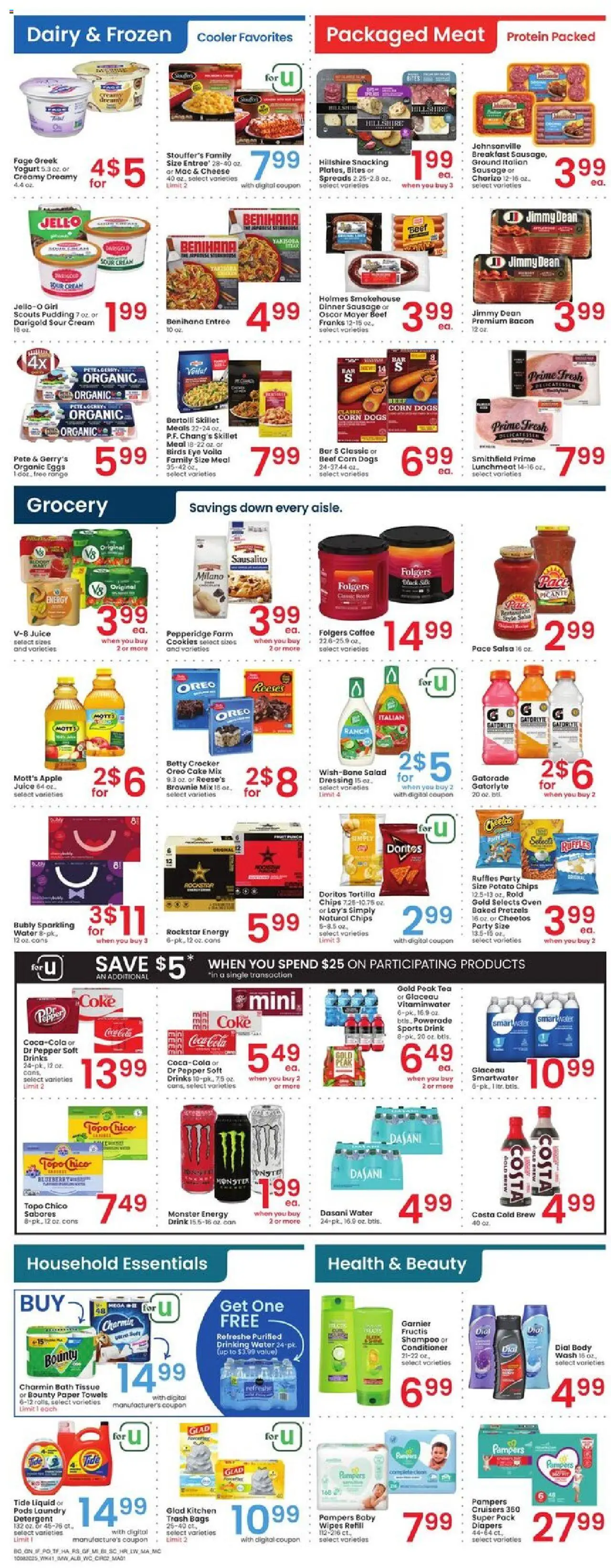 Albertsons Weekly Ad - valid from 08.10.2025 | Page: 3 | Products: Shampoo, Cheese, Tea, Water