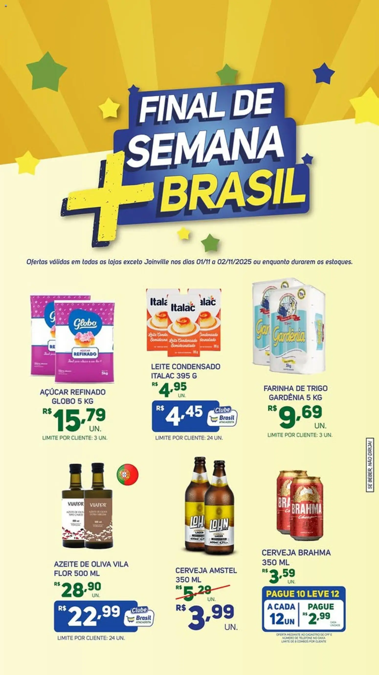 Brasil Atacadista Folheto - válido de 01.11.2025 | Página: 4 | Produtos: Leite, Cerveja, Azeite, Leite condensado