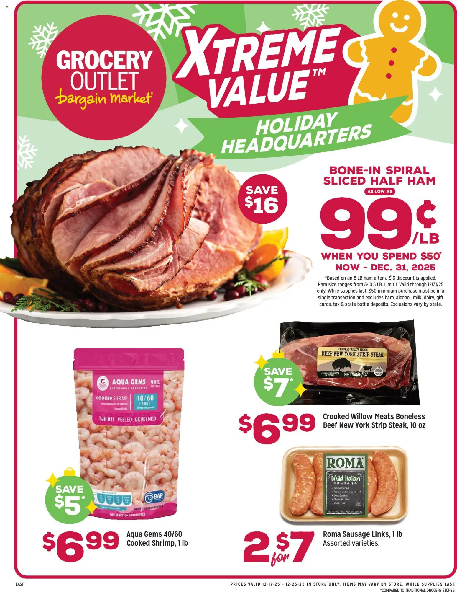 Grocery Outlet Weekly Ad - OH - valid from 17.12.2025 | Page: 1 | Products: Ham, Beef, Sausage