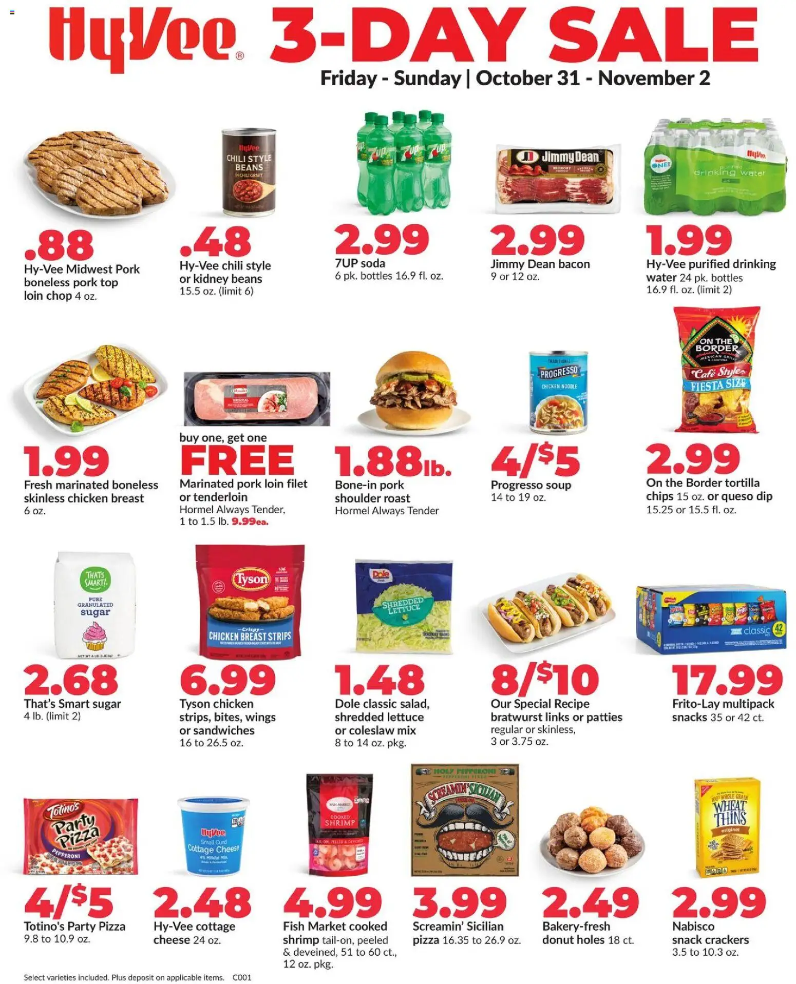 HyVee 3 Day Sale - valid from 31.10.2025 | Page: 1 | Products: Pork, Fish, Chips, Grill