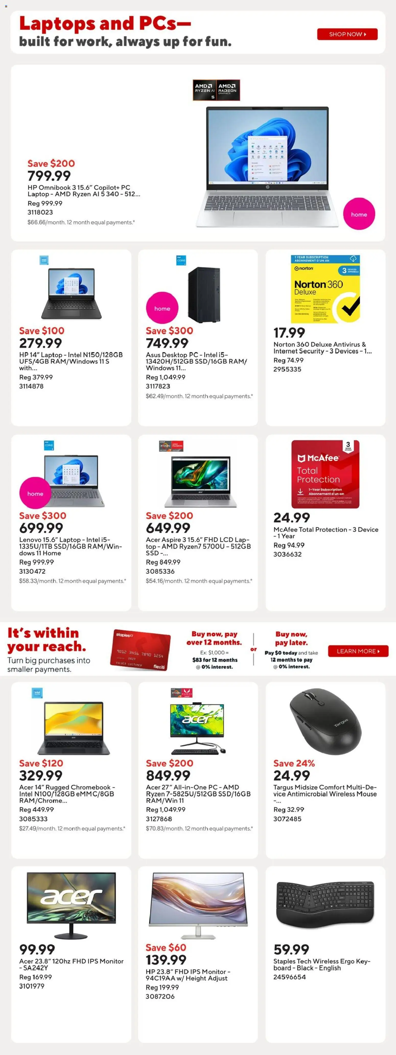 Staples flyer valid from 01.01.2026 | Page: 5 | Products: Monitor, PC, Mouse
