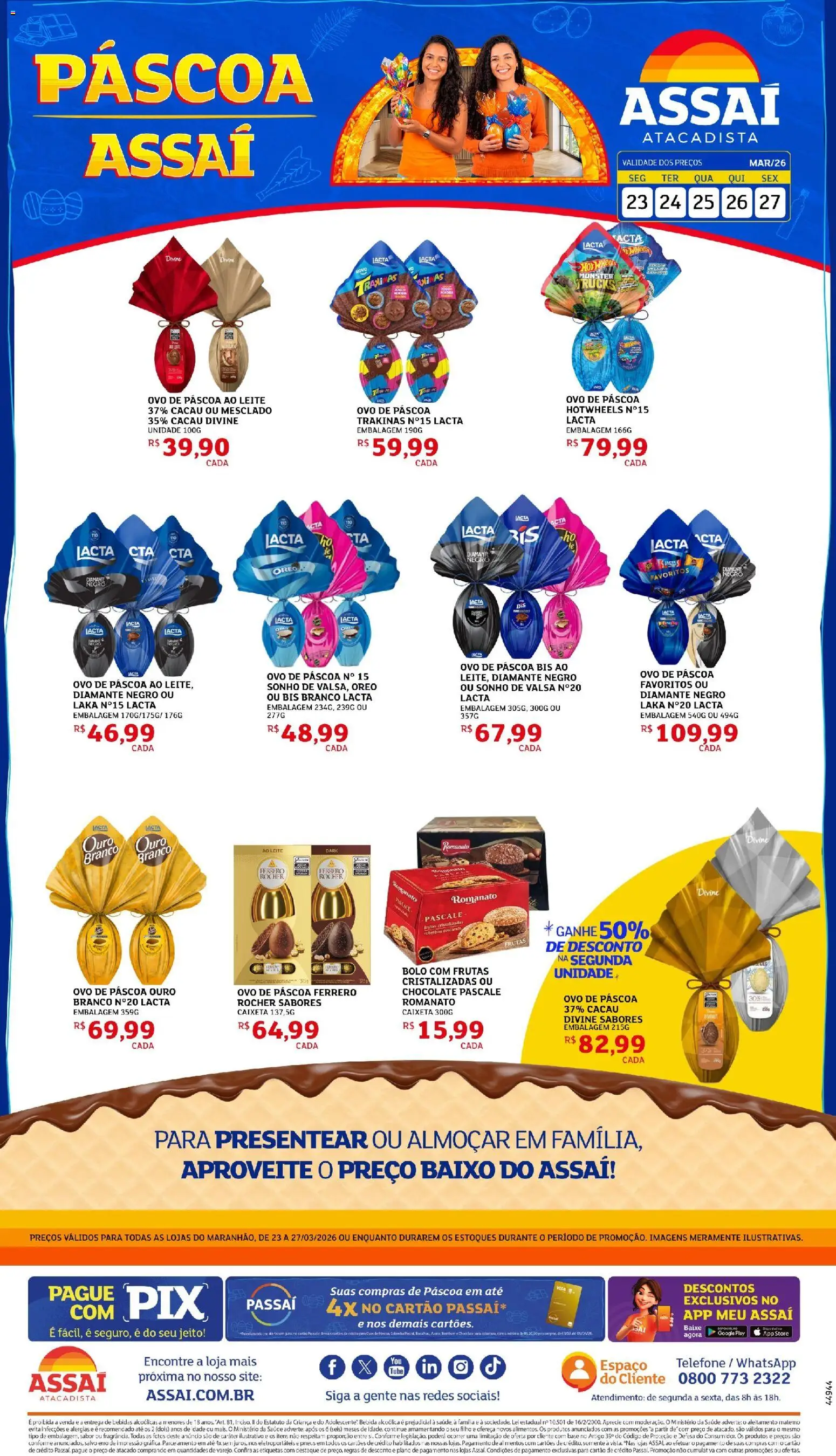 Assaí Atacadista Folheto - válido de 24.03.2026 | Página: 1 | Produtos: Base, Bolo, Monster, Frutas cristalizadas