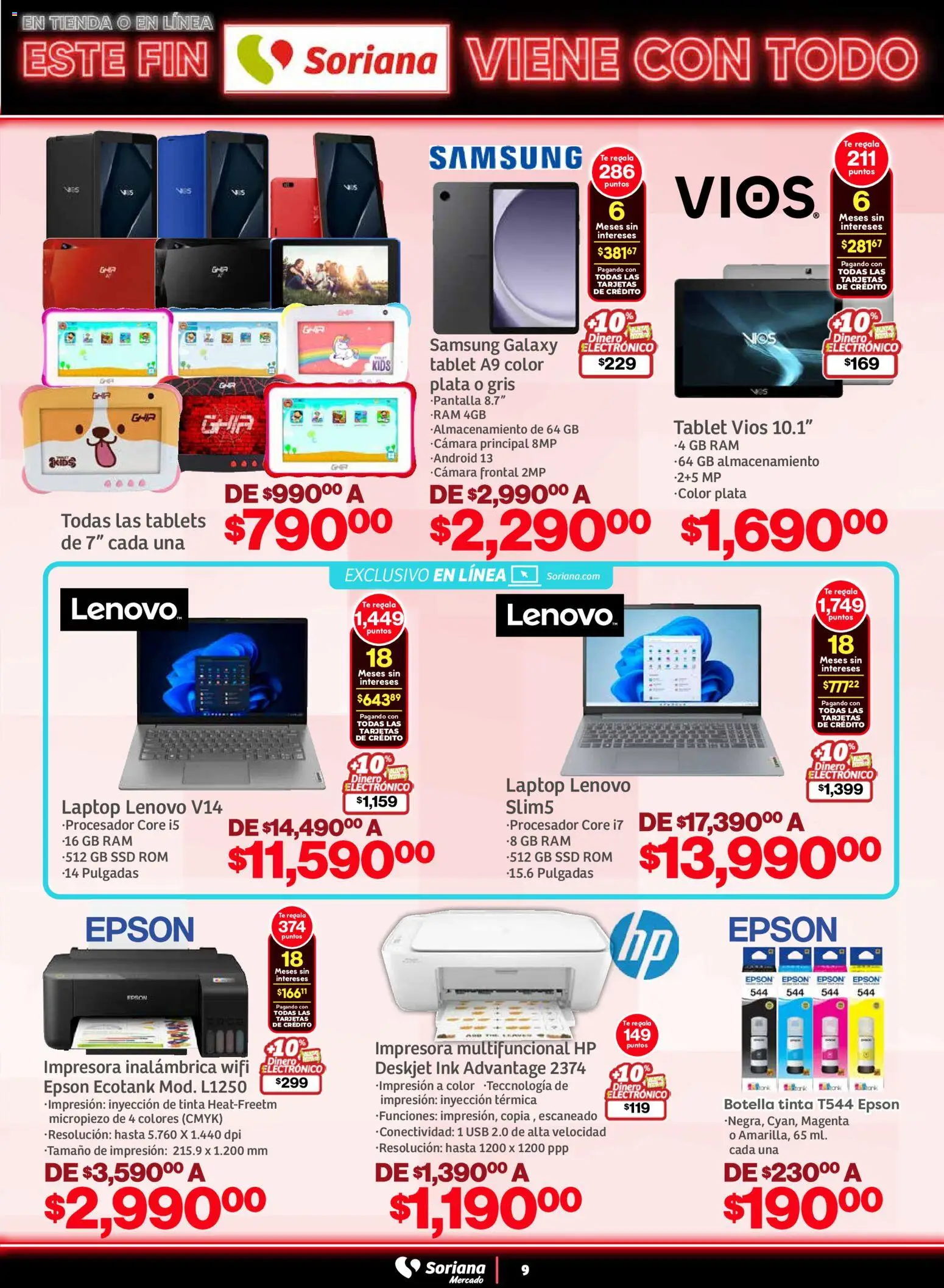 Nuevas ofertas de Soriana válidas en toda la República Mexicana desde el 05.11.2025. ¡Encuentra las mejores ofertas en Soriana - Este fin Soriana viene con todo Mercado Nacional! | Página: 9 | Productos: Usb, Tablet, Botella, Té