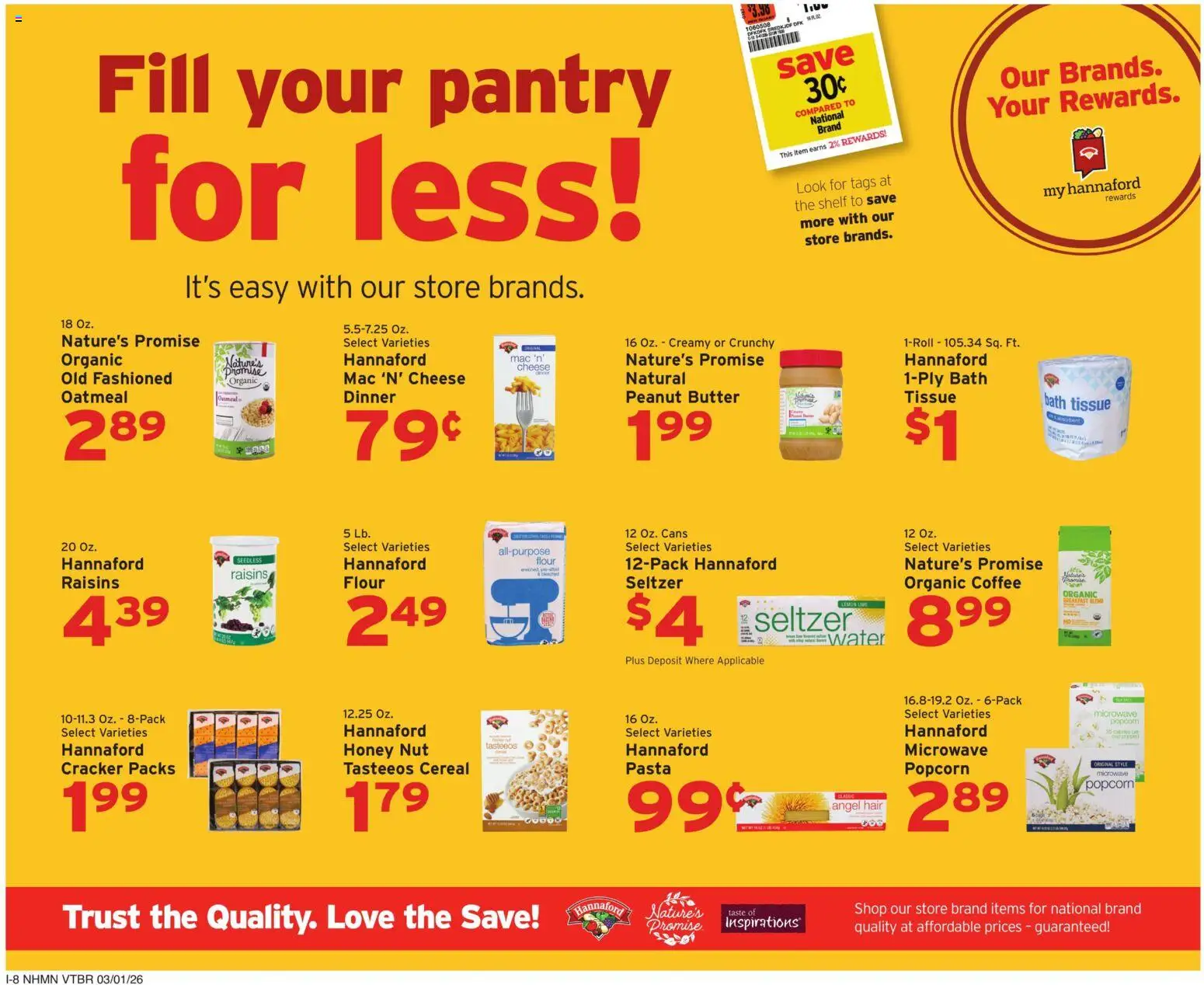 Hannaford Weekly Ad - valid from 01.03.2026 | Page: 16 | Products: Butter, Coffee, Raisins, Lemon