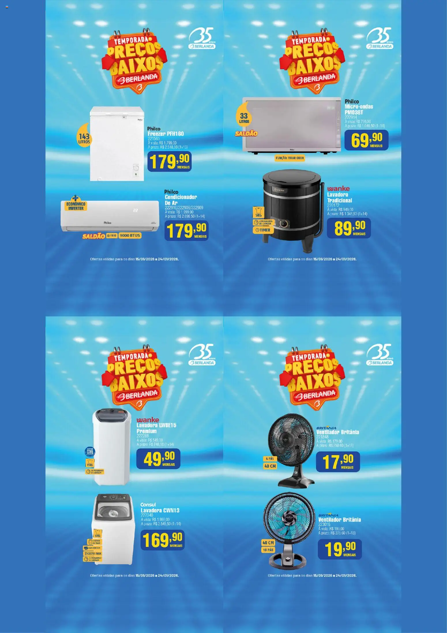 Berlanda Folheto - válido de 15.01.2026 | Página: 7 | Produtos: Ventilador, Condicionador, Freezer, Microondas