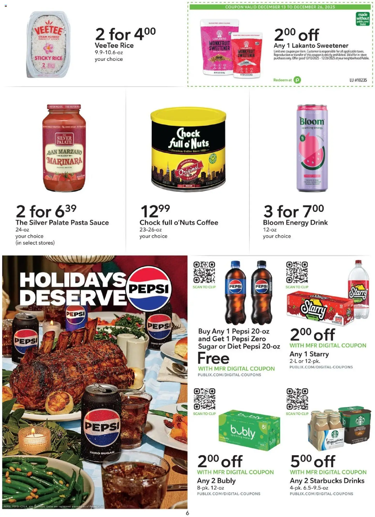Publix Extra Savings - valid from 13.12.2025 | Page: 6 | Products: Clip, Water, Sauce, Sugar
