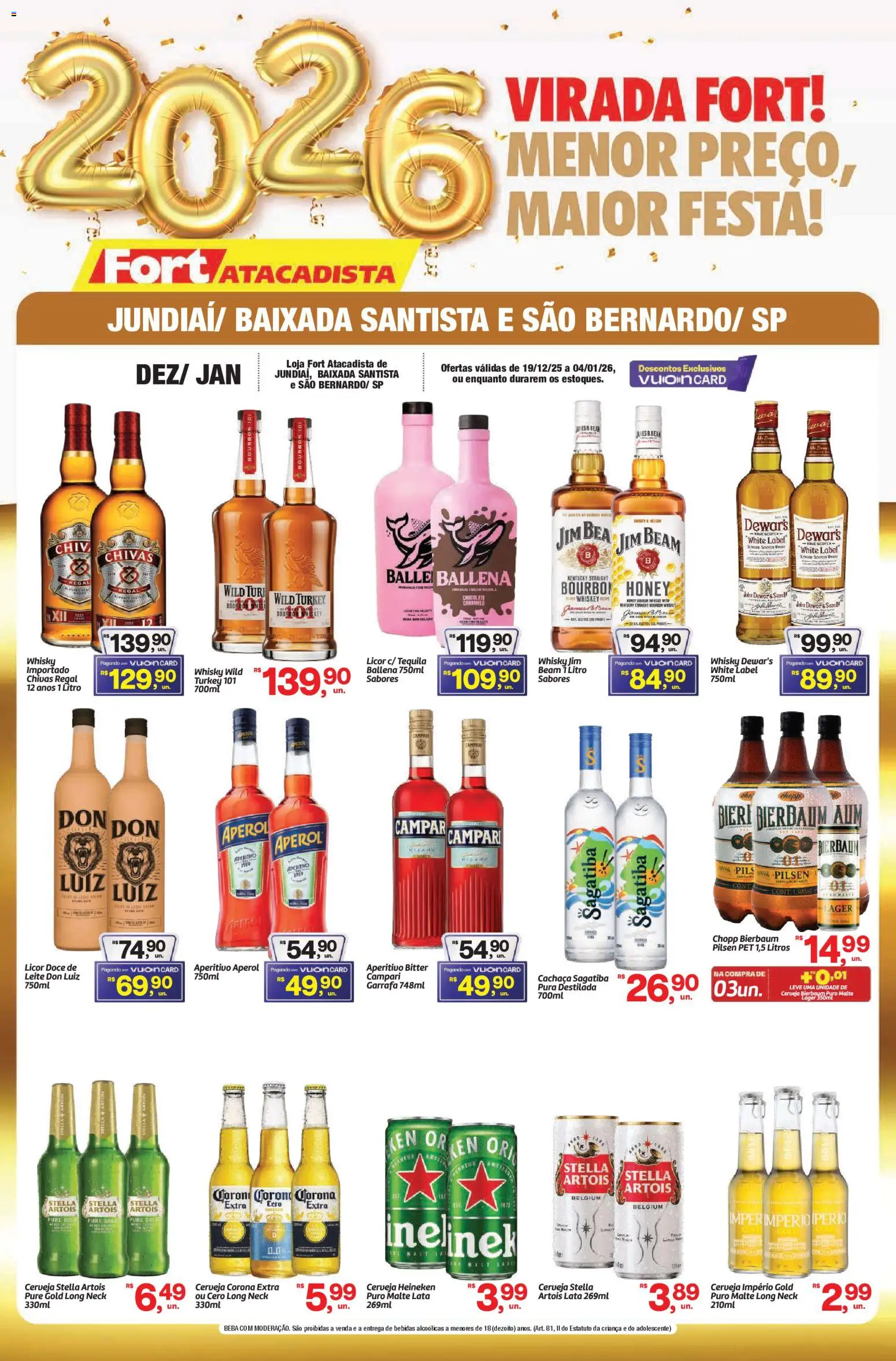 Fort Atacadista Folheto - válido de 19.12.2025 | Página: 1 | Produtos: Whisky, Cerveja, Cerveja Heineken, Campari