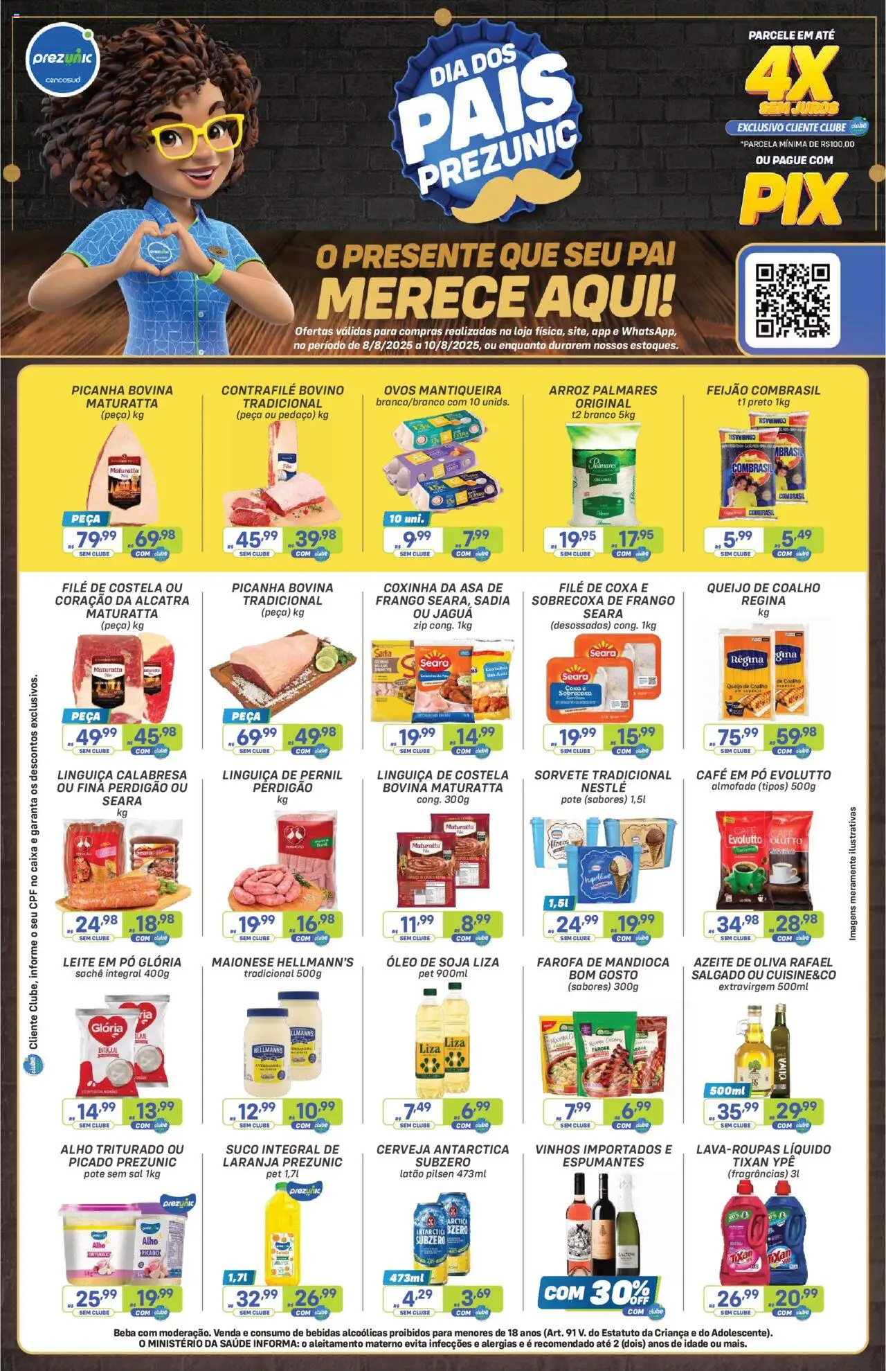 Prezunic Folheto - válido de 08.08.2025 | Página: 1 | Produtos: Pó, Linguiça, Alcatra, Farofa