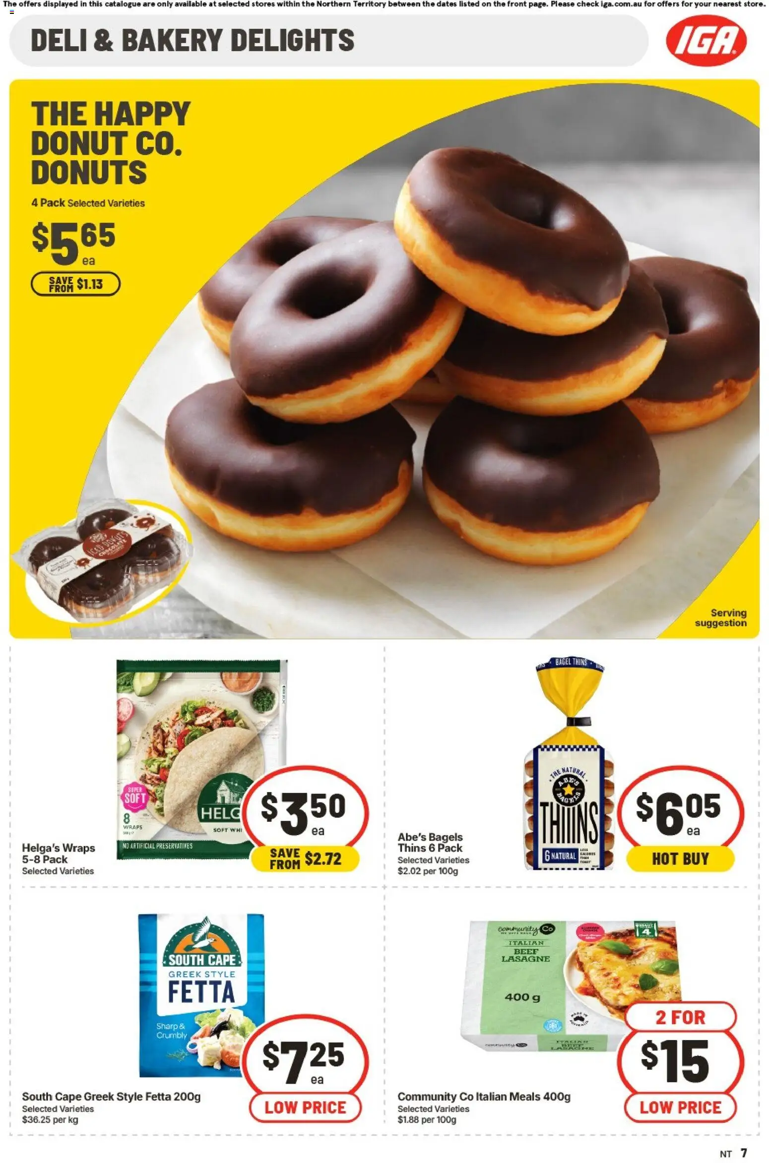 IGA catalogue - valid from 15.04.2026 | Page: 7 | Products: Bagels, Donuts, Beef, Bakery
