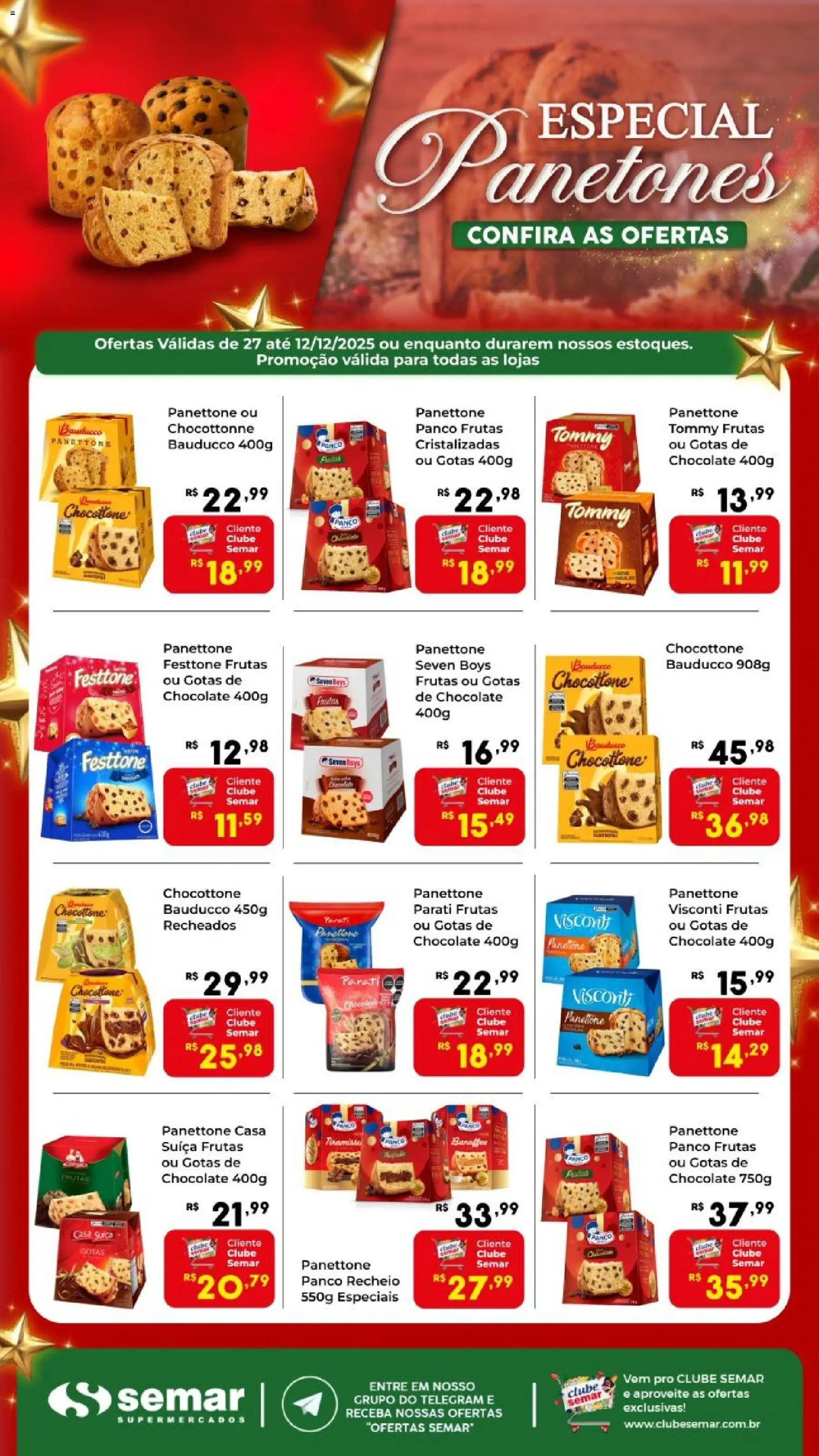 Semar Supermercado Folheto - válido de 27.11.2025 | Página: 1 | Produtos: Banco, Panettone, Chocolate, Panetone