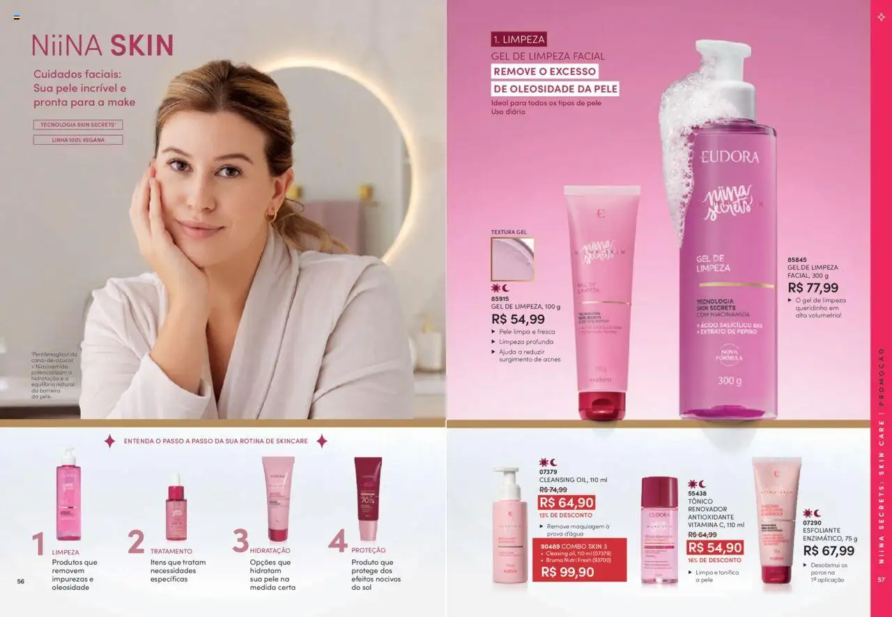 Eudora Folheto - válido de 06.08.2025 | Página: 29 | Produtos: Tônico, Maquiagem, Gel de limpeza