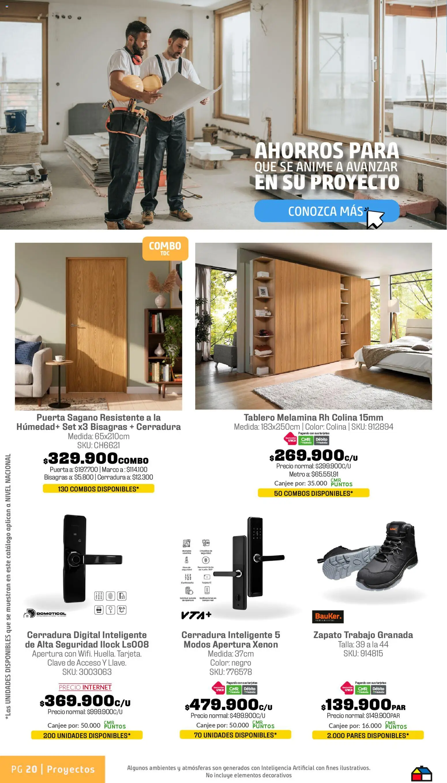 Homecenter revista - valida desde el 26.03.2026 | Página: 20 | Productos: Tablero, Cerradura