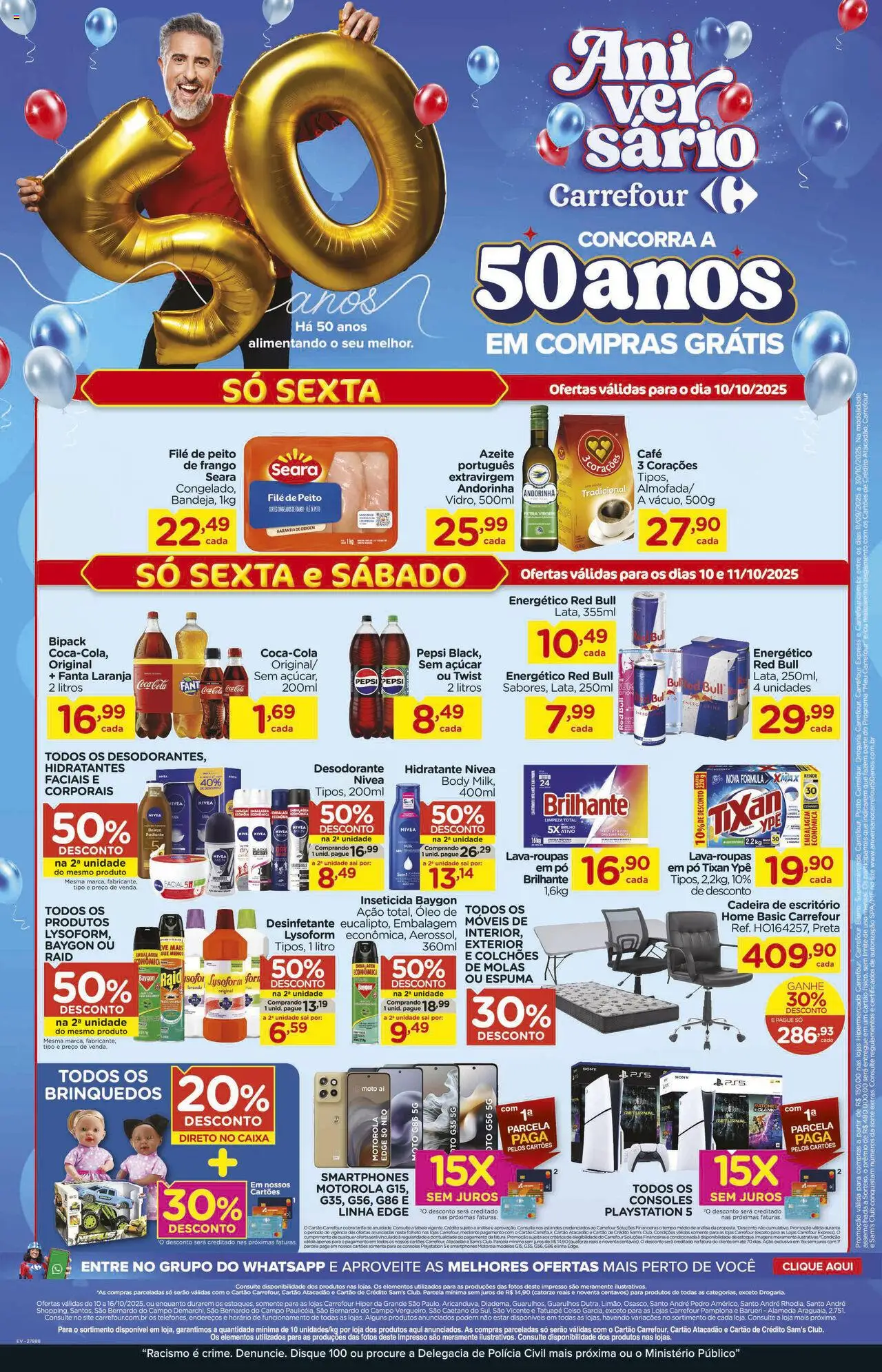Carrefour Folheto - válido de 10.10.2025 | Página: 1 | Produtos: Pó, Fanta, Cadeira, Playstation 5