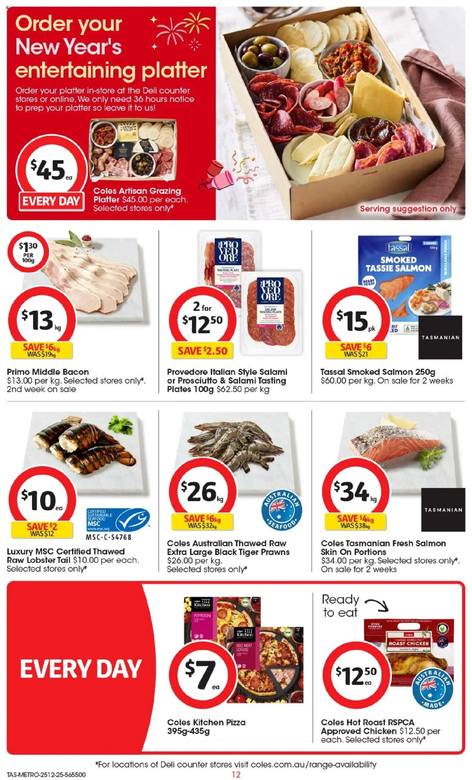 Coles catalogue - valid from 25.12.2025 | Page: 13 | Products: Bacon, Lobster, Prawns, Sustainable