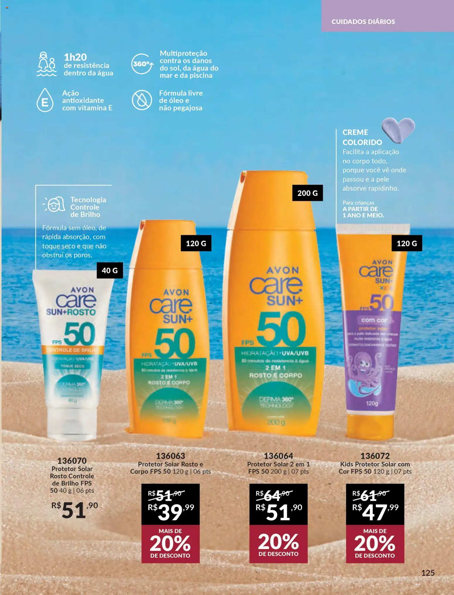 Avon Folheto - válido de 18.02.2026 | Página: 125 | Produtos: Protetor solar, Óleo, Creme, Piscina