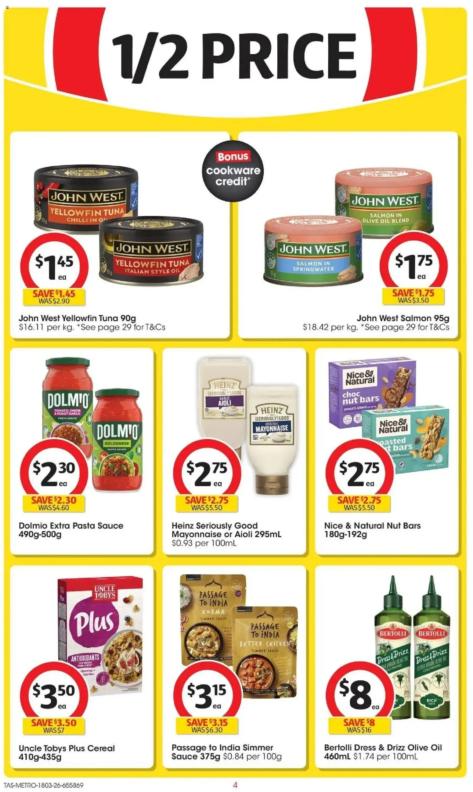Coles catalogue - valid from 18.03.2026 | Page: 4 | Products: Cereal, Mayonnaise, Garlic, Tuna
