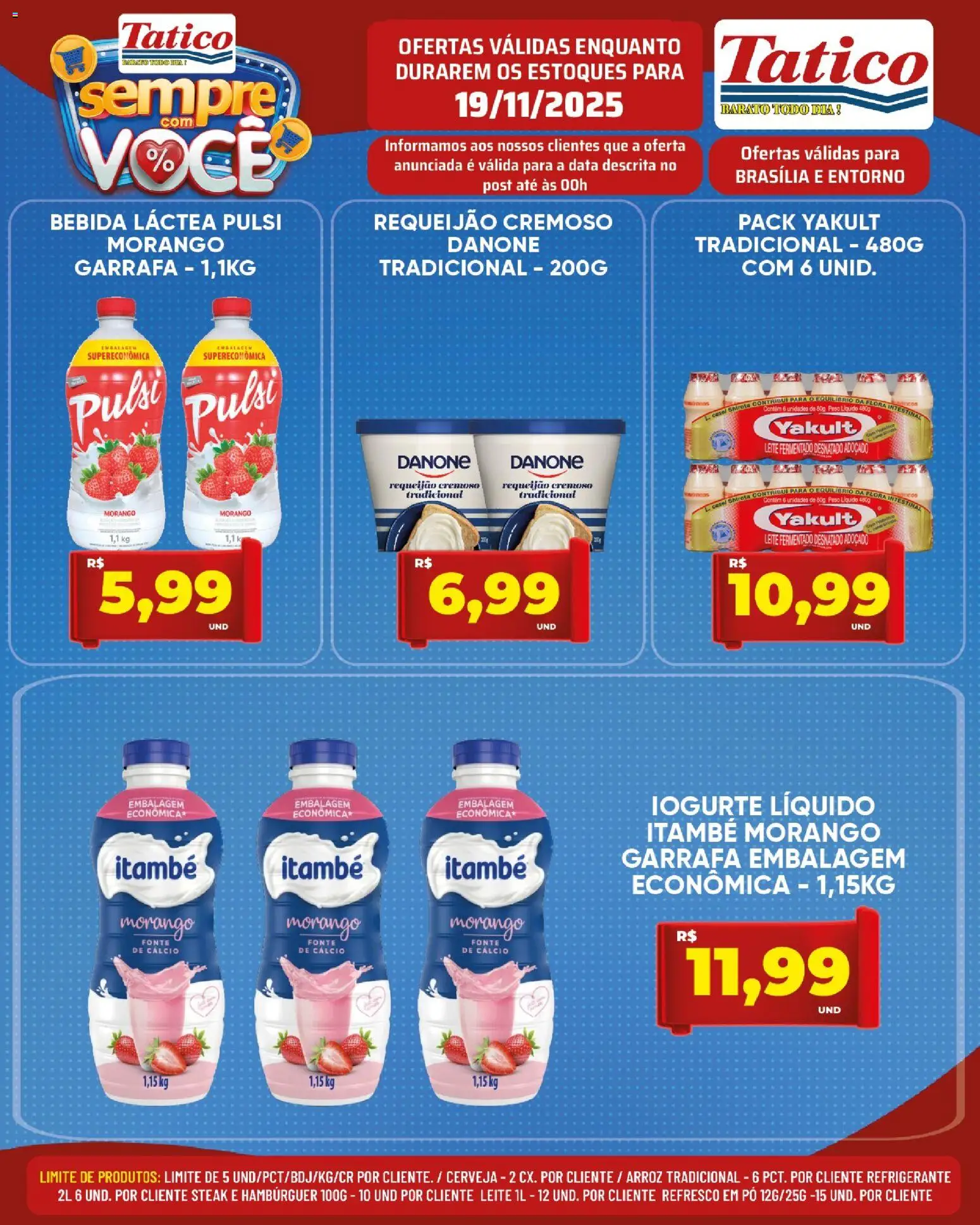 Tatico Folheto - válido de 19.11.2025 | Página: 12 | Produtos: Leite, Iogurte, Arroz, Refrigerante