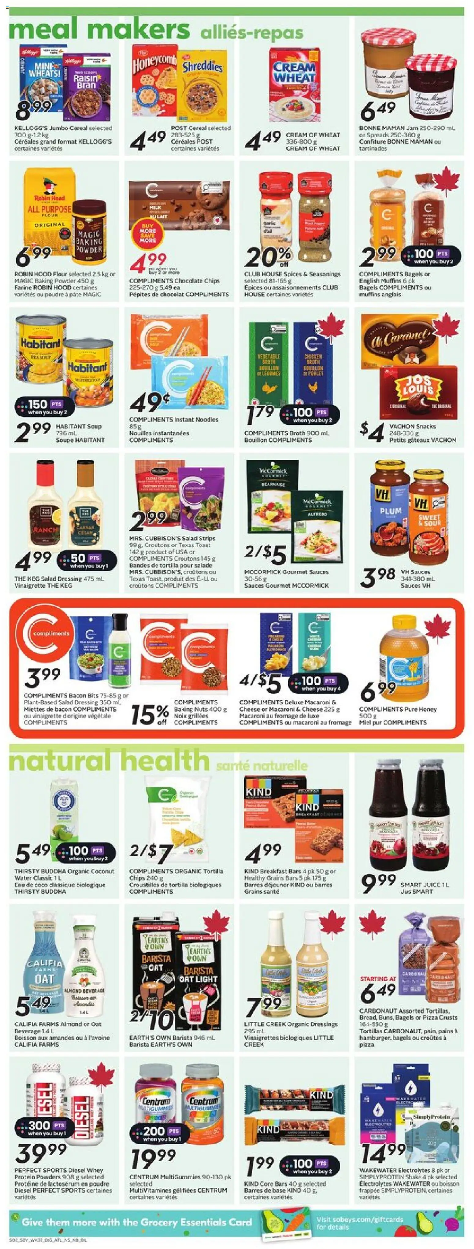 Sobeys flyer valid from 08.01.2026 | Page: 10 | Products: Nuts, Salad, Powder, Juice