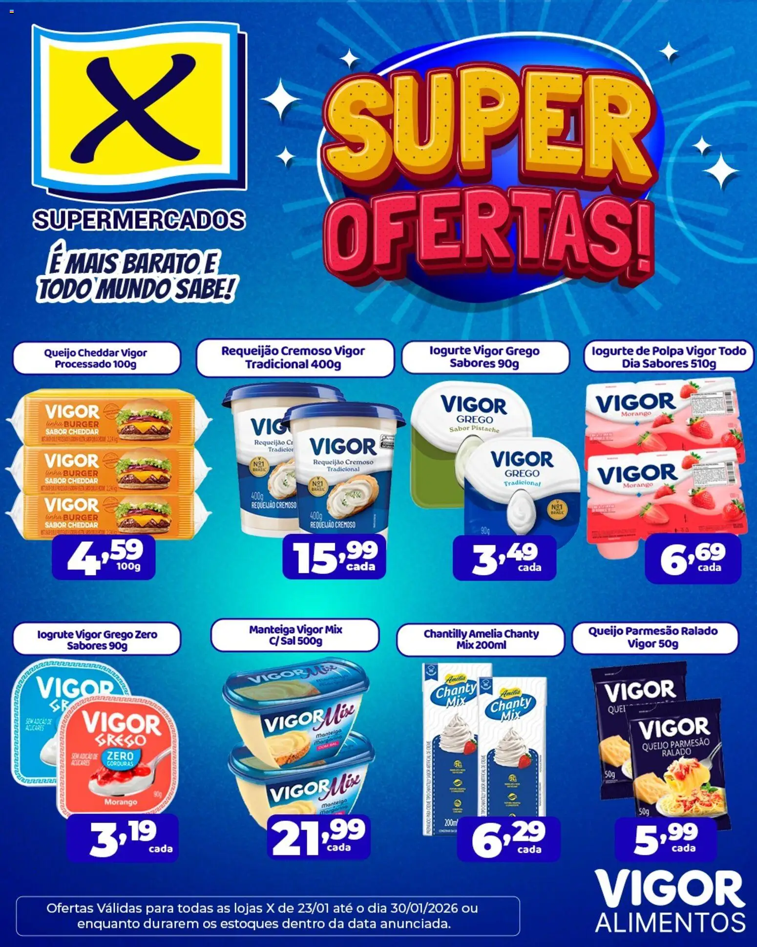 X Supermercados Folheto - válido de 23.01.2026 | Página: 1 | Produtos: Pistache, Manteiga, Queijo, Margarina
