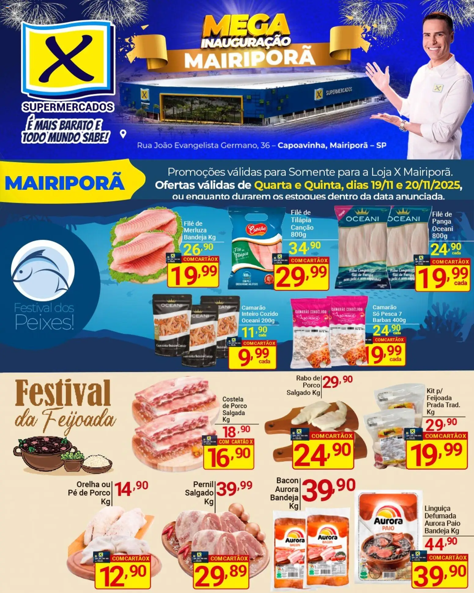 X Supermercados Folheto - válido de 19.11.2025 | Página: 4 | Produtos: Pernil, Camarão, Tilápia, Bandeja
