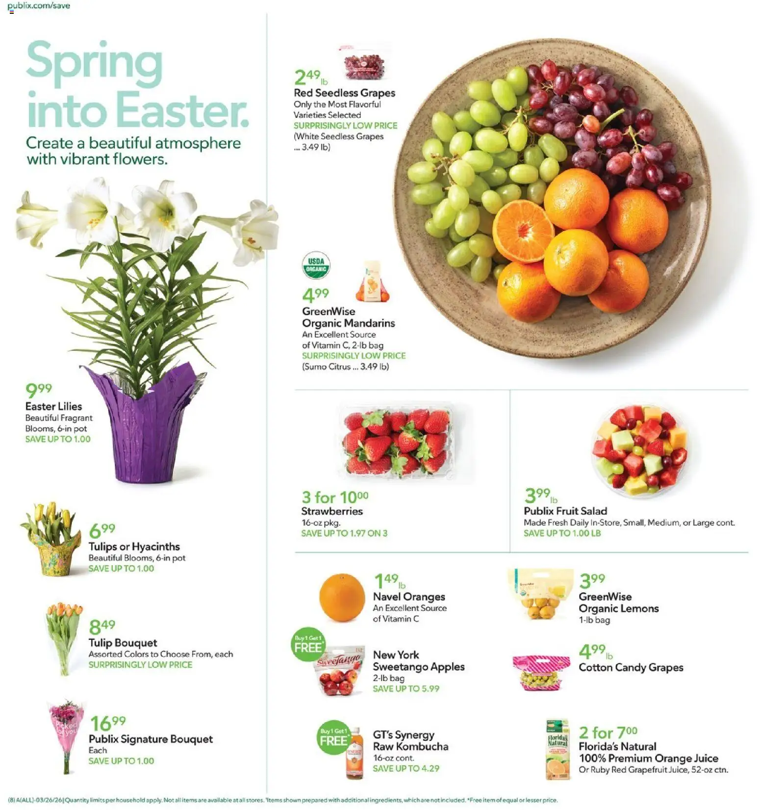 Publix Weekly Ad - valid from 25.03.2026 | Page: 8 | Products: Oranges, Grapefruit, Grapes, Bag